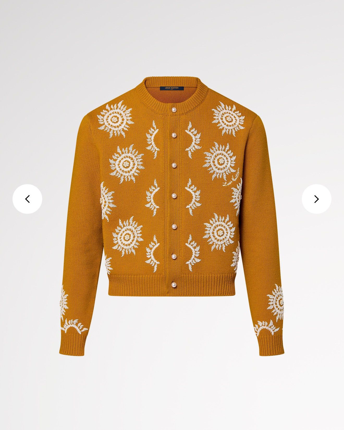 Louis Vuitton Louis Vuitton FW24 Yellow Cardigan with Pearls Sz.L Size US L / EU 52-54 / 3 - 3 Thumbnail