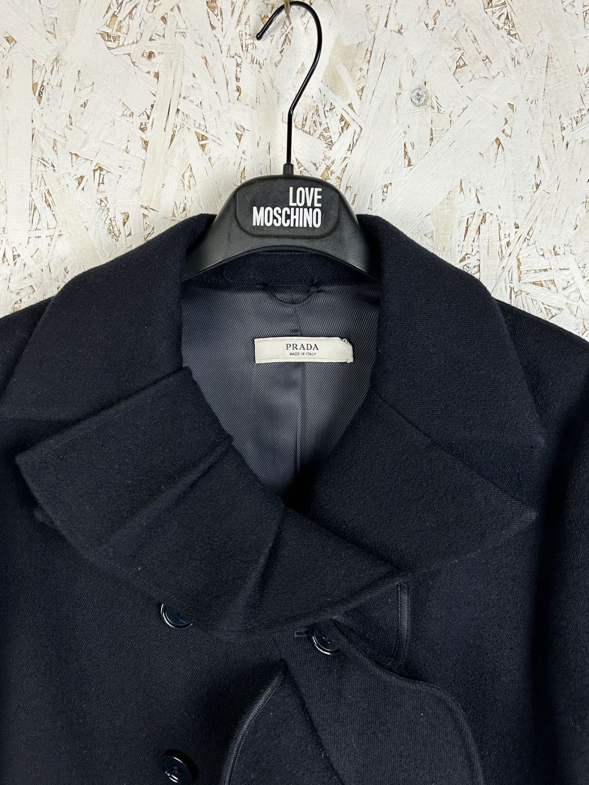 Prada 00s Vintage Prada Black Lana Wool Pea Coat 2008 Size 44 Size M / US 6-8 / IT 42-44 - 2 Thumbnail