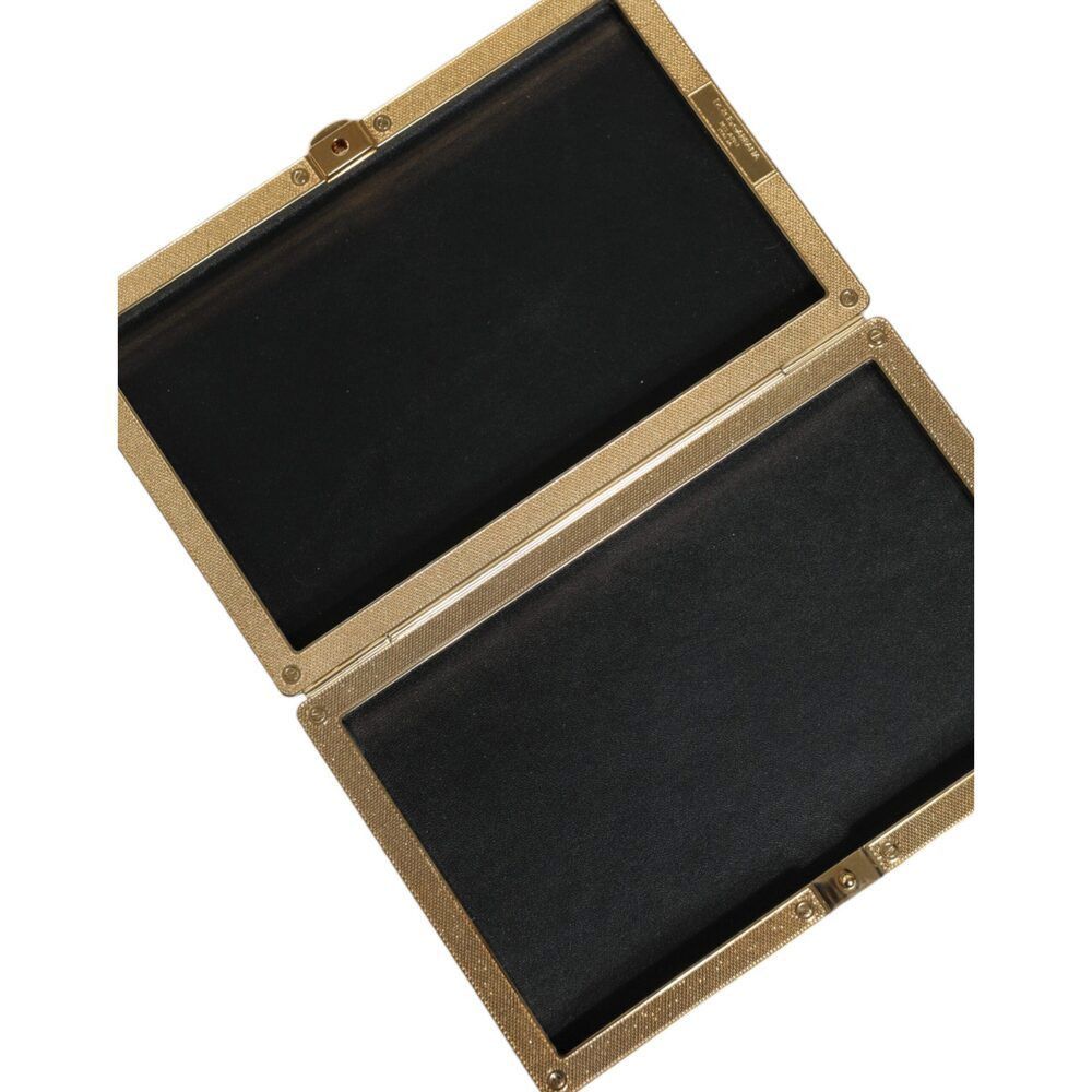 Dolce & Gabbana Dolce & Gabbana Black Leather Studs Gold Frame Clutch Evenin Size ONE SIZE - 6 Thumbnail