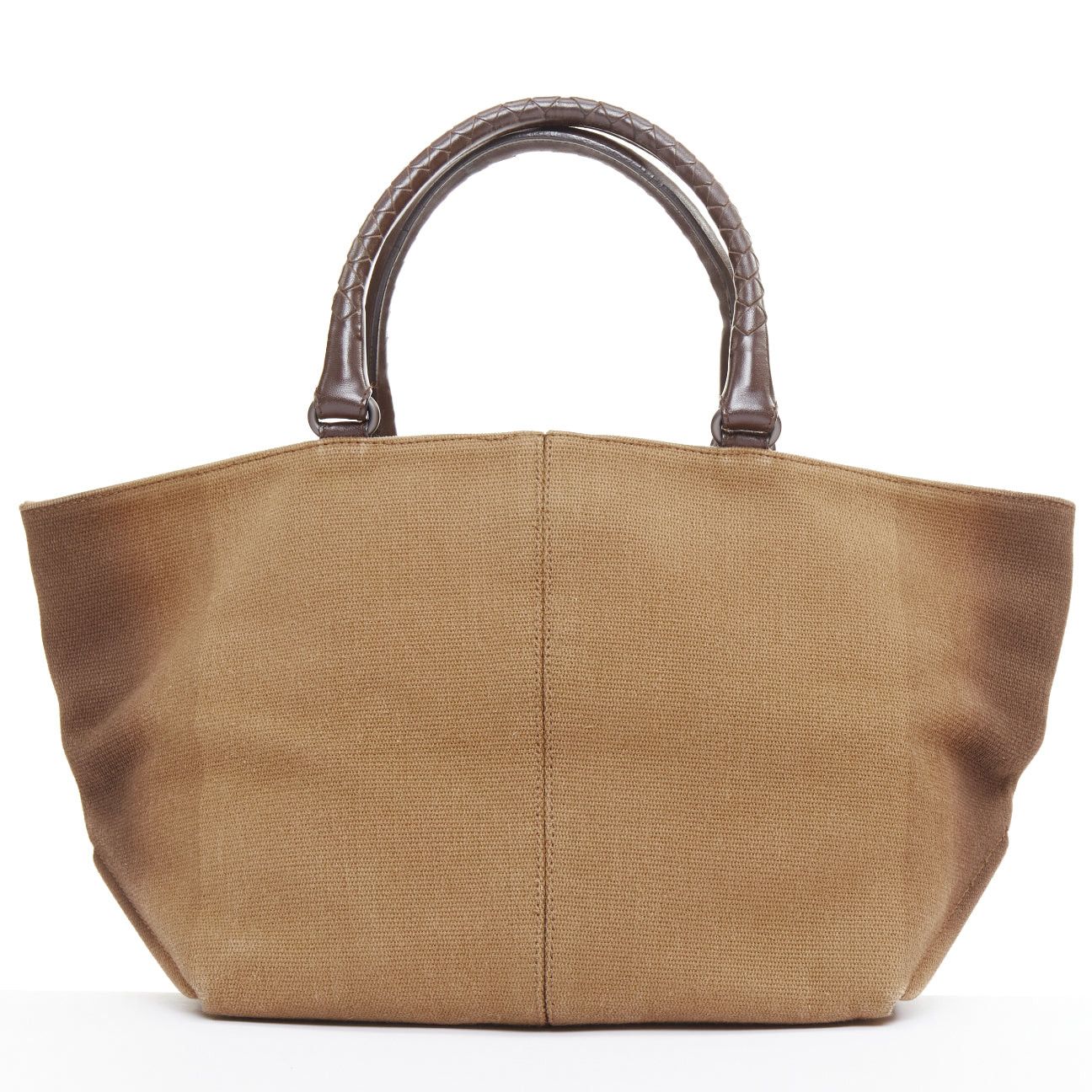 Bottega Veneta BOTTEGA VENETA gradient ombre brown canvas Intrecciato woven leather handle bag Size ONE SIZE - 1 Thumbnail