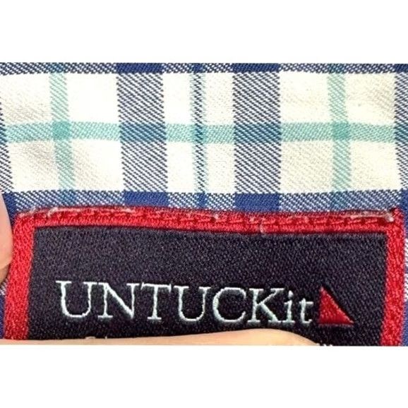 UNTUCKit UNTUCKit Shirt Mens Medium Blue Tartan Plaid Nylon Blend Button Up Slim Size US M / EU 48-50 / 2 - 5 Thumbnail