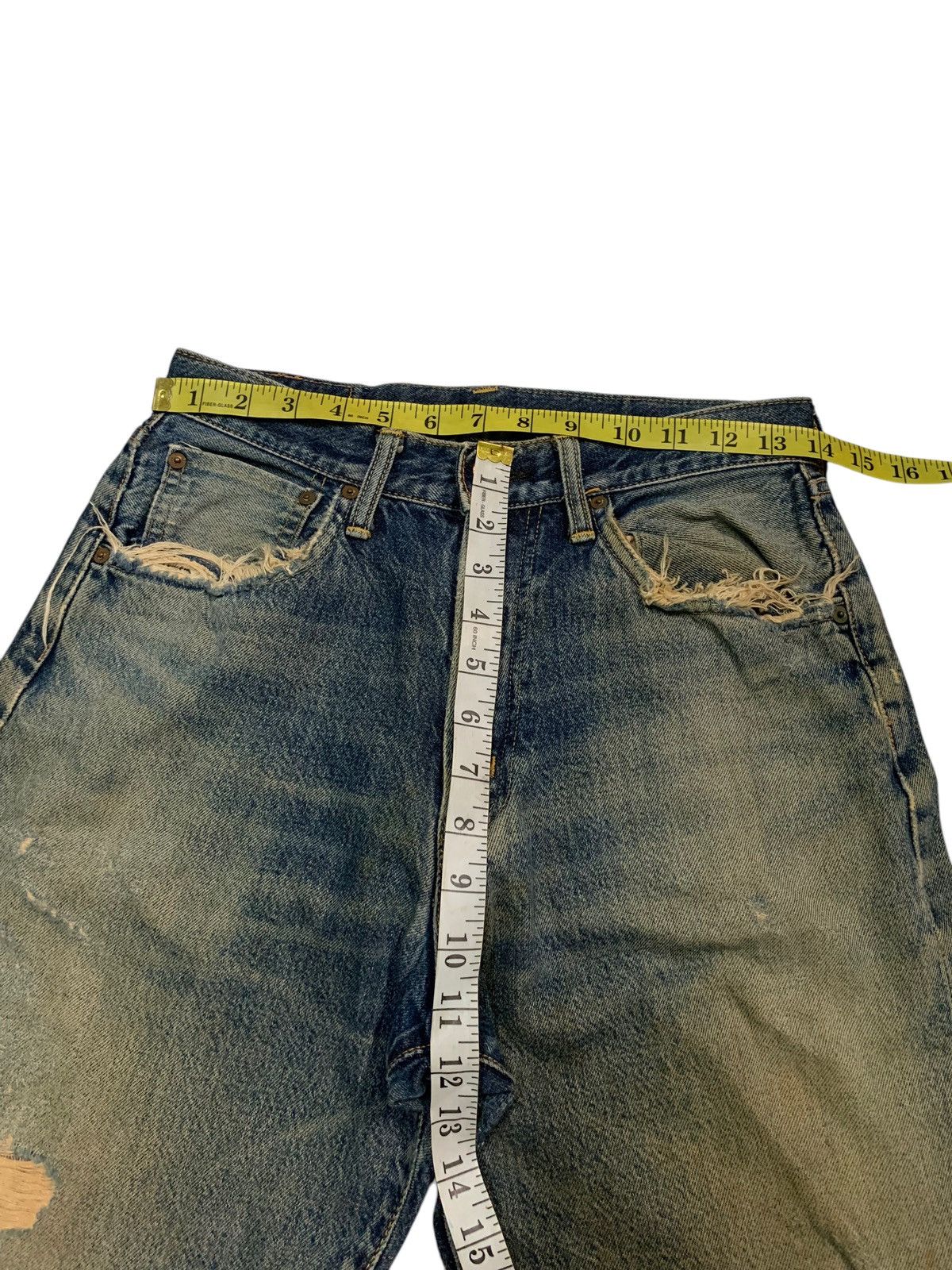 Kapital VTG EDWIN 505 SELVEDGE BAGGY FADED&RUSTY DISTRESSED DENIM Size US 27 - 23 Thumbnail