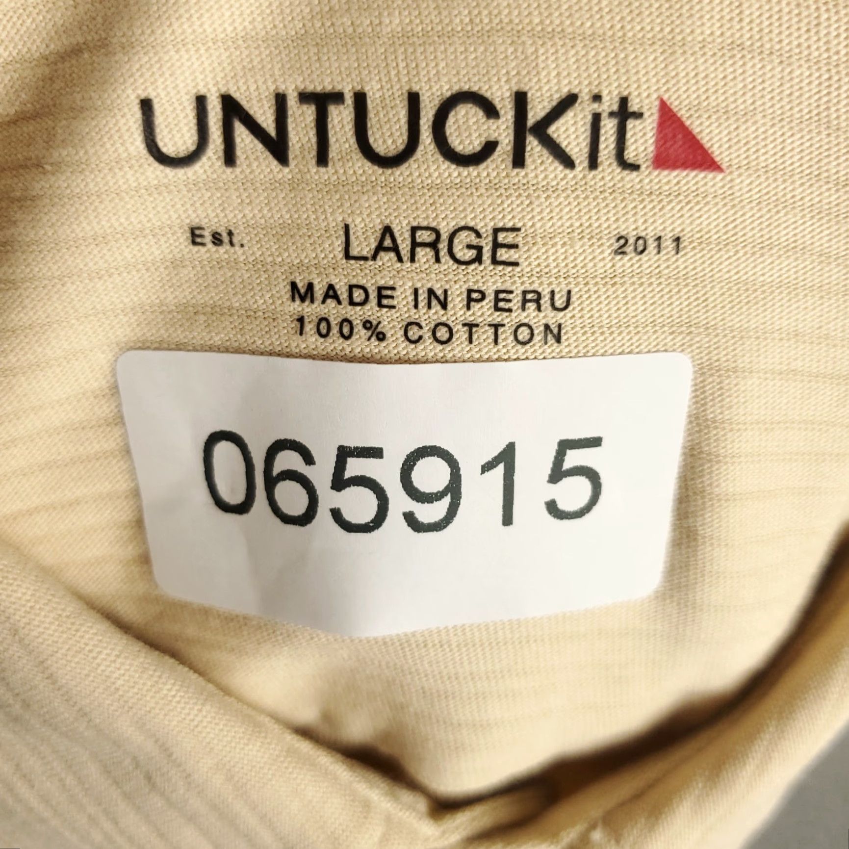 UNTUCKit UNTUCKit Shirt Mens Large Beige Heavy Casual Button Up Long Sleeve Size US L / EU 52-54 / 3 - 7 Thumbnail