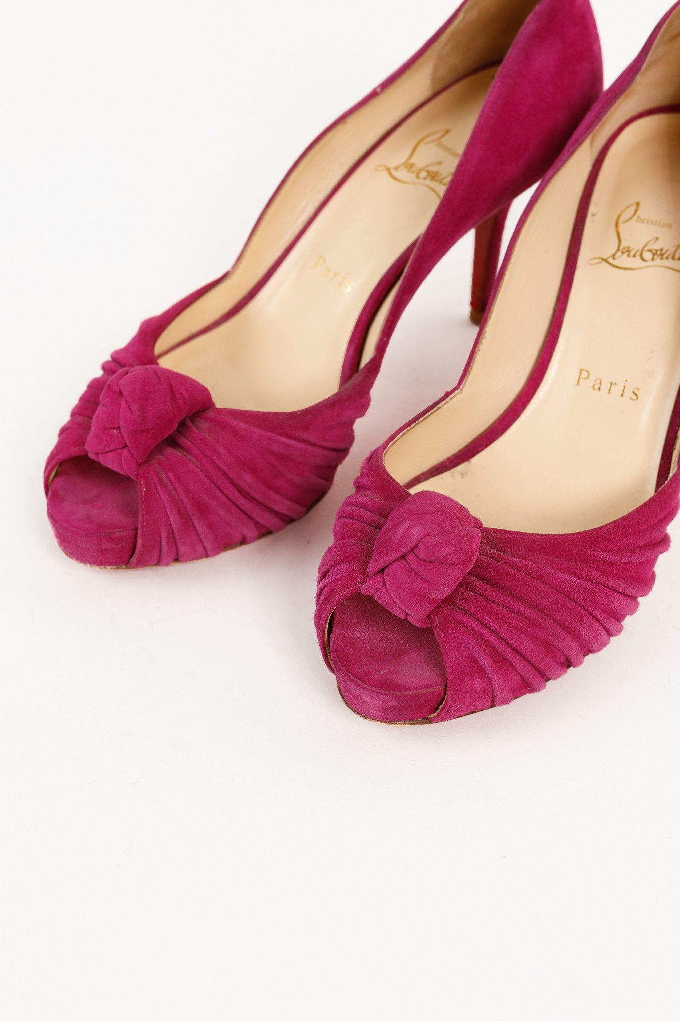 Christian Louboutin Christian Louboutin Lady Gres Pink Knotted Suede Pumps Size US 7.5 / IT 37.5 - 6 Thumbnail