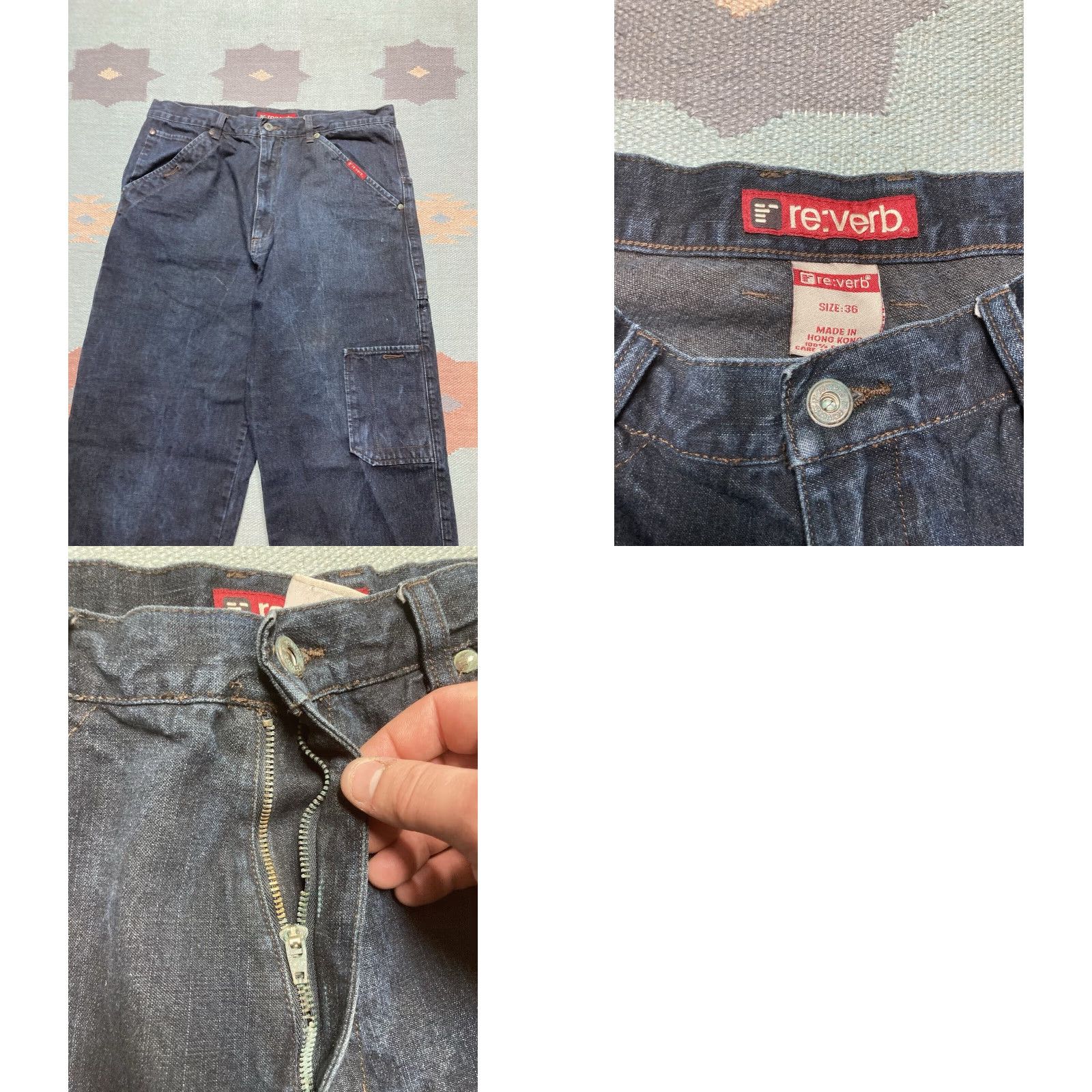 Vintage Vtg Y2K Baggy Jeans Carpenter Wide-Leg JNCO Style Hip Hop Reverb 34x31 Men Blue Jeans Wide-Leg Mens 34 31 Size US 34 / EU 50 - 8 Thumbnail