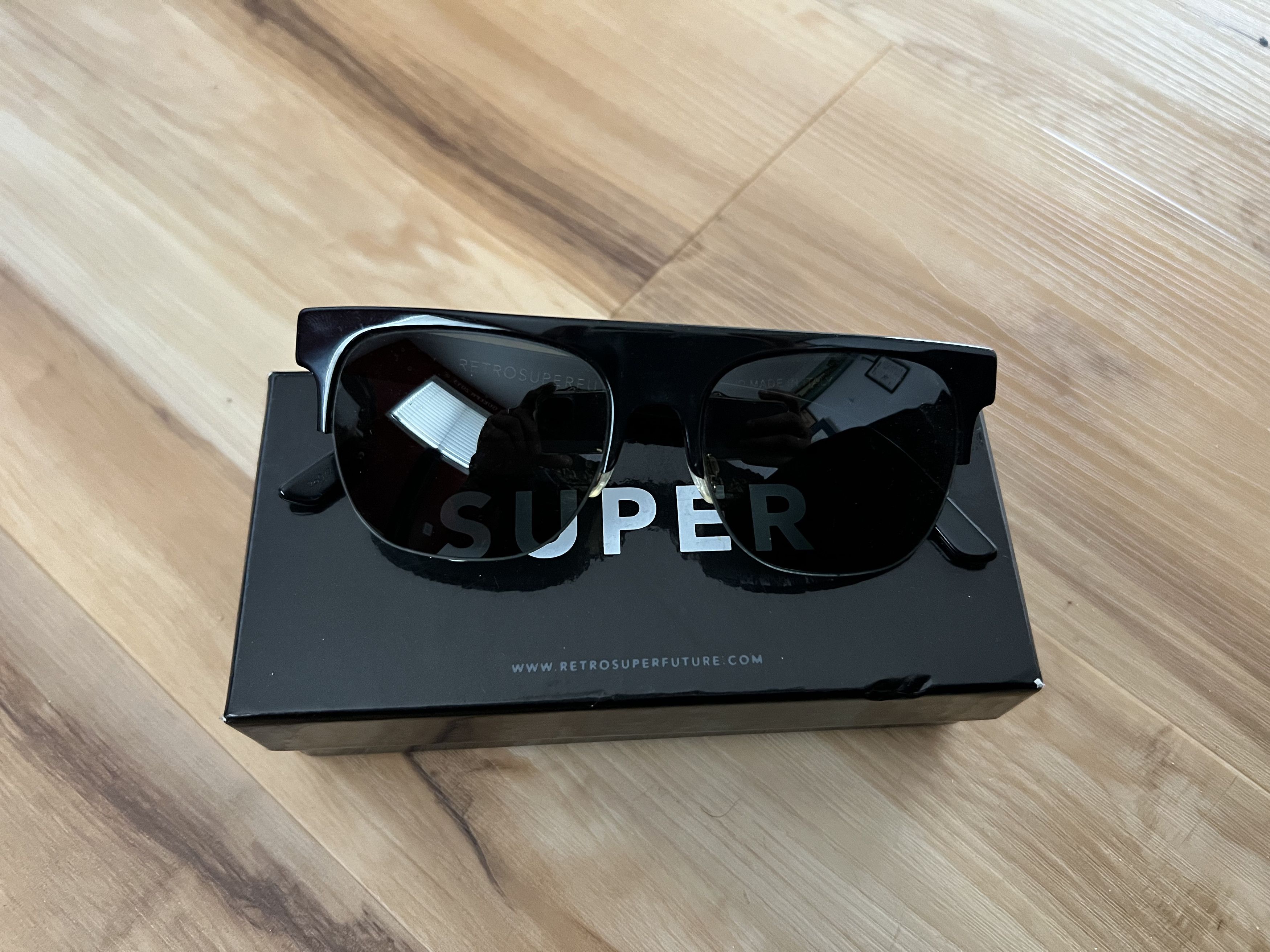 Retrosuperfuture Retrosuperfuture Andrea Black Flat Top Sunglasses Size ONE SIZE - 1 Thumbnail