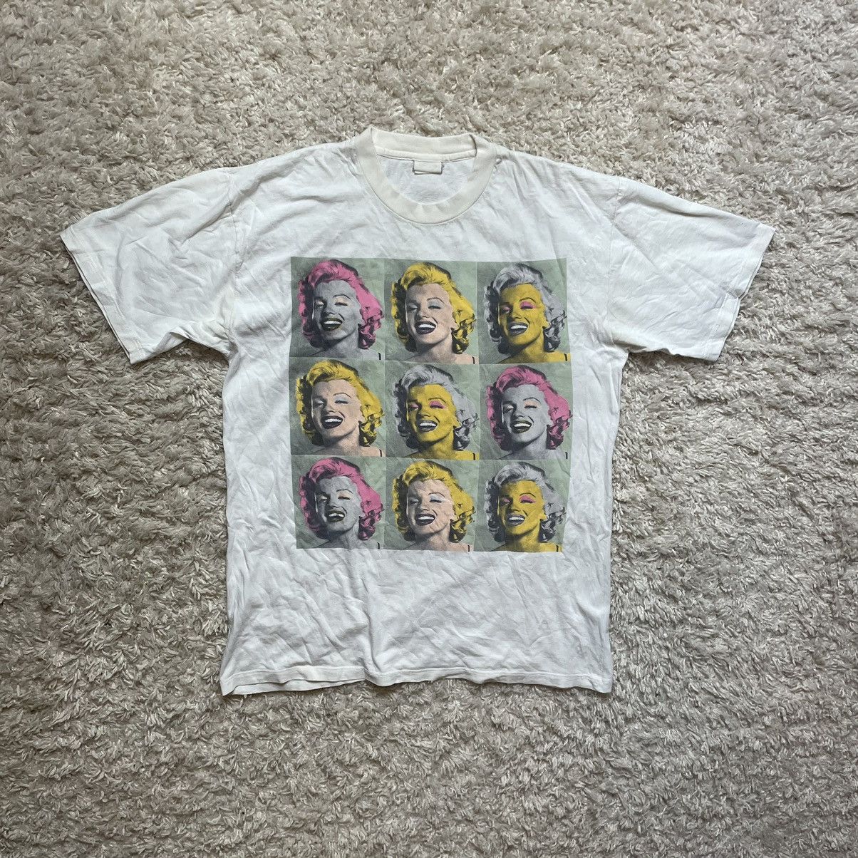 image of Vintage Marylin Monroe Andy Warhol Pop Art T-Shirt 90's in White, Men's (Size XL)