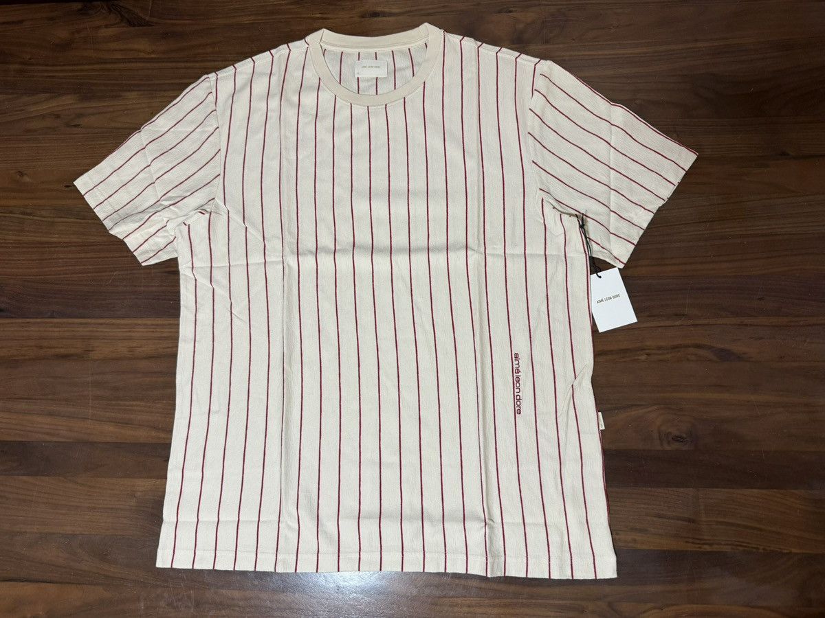 Aime Leon Dore Aimé Leon Dore Aime ALD Pinstripe Tee 'Pristine' (Cream) XL Size US XL / EU 56 / 4 - 2 Thumbnail