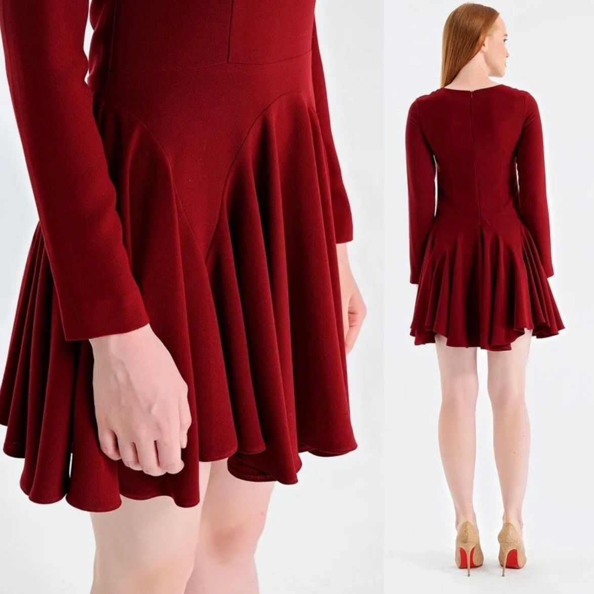 Other SELMACILEK | Black Velvet Skater Dress Long Sleeve Mini S Size S / US 4 / IT 40 - 2 Thumbnail
