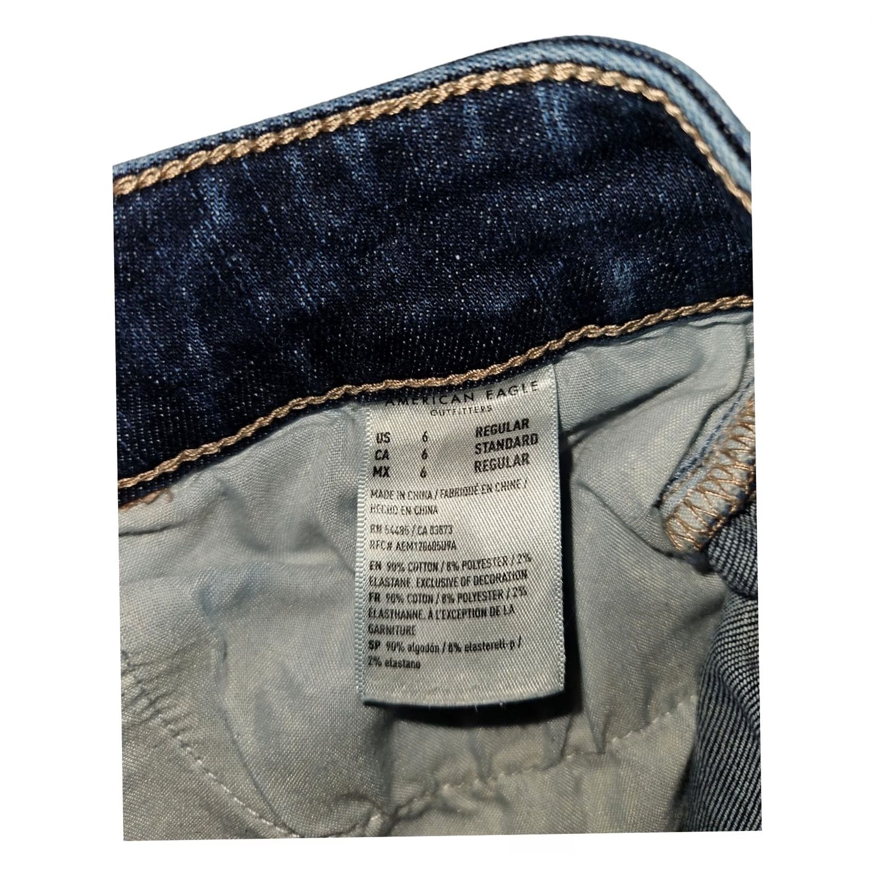 American Eagle Outfitters VINTAGE American Eagle High Rise Jegging Crop Women's 6 Blue Distressed Preppy City Hipster Casual Girls Size 28" / US 6 / IT 42 - 4 Thumbnail