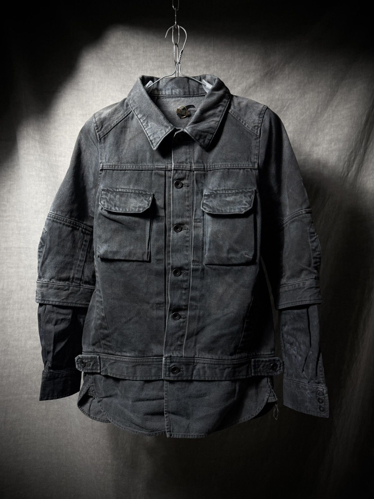 SIVA Siva 2012 Waxed Layered Multi-Panel Denim Jacket Size US S / EU 44-46 / 1 - 1 Thumbnail