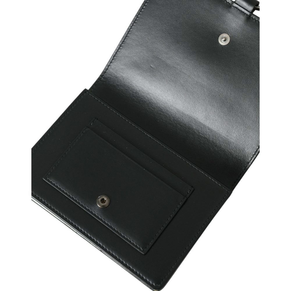 Dolce & Gabbana Dolce & Gabbana Black White Leather Crystal Embellished Card Size ONE SIZE - 7 Thumbnail