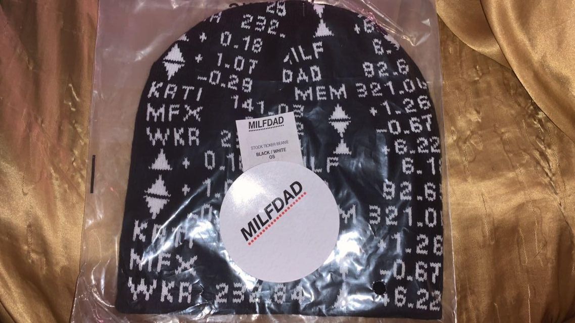 Milfdad Milfdad Stock Ticker Beanie Black & White Size ONE SIZE - 2 Thumbnail