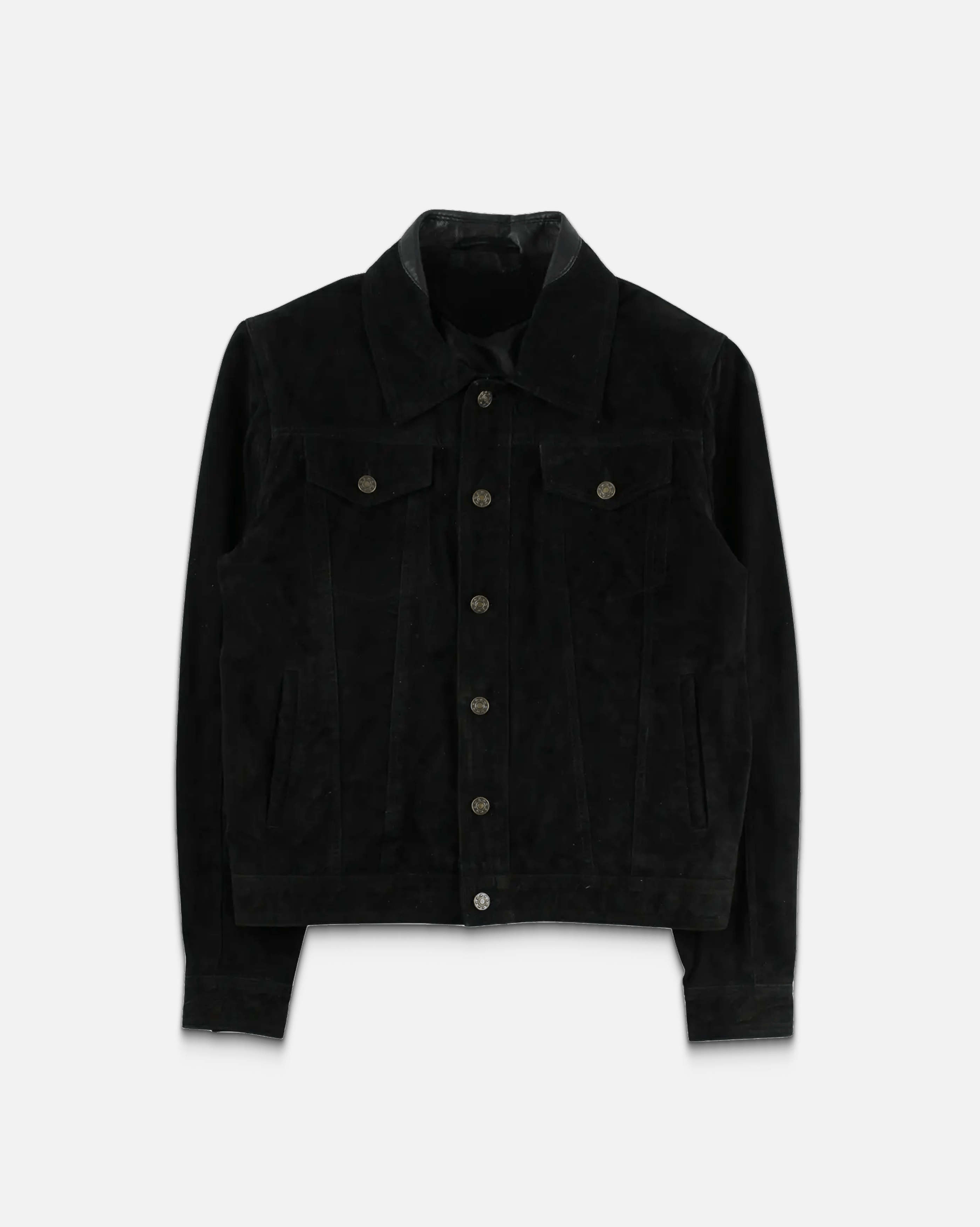 Vintage Vintage Black Suede Trucker Jacket Size US S / EU 44-46 / 1 - 1 Thumbnail