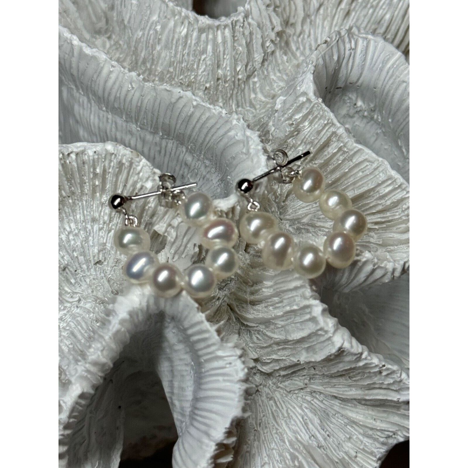 Jewelry 925 STERLING SILVER FRESH WATER PEARL EARRINGS LENGTH 0.8 In Size ONE SIZE - 7 Thumbnail
