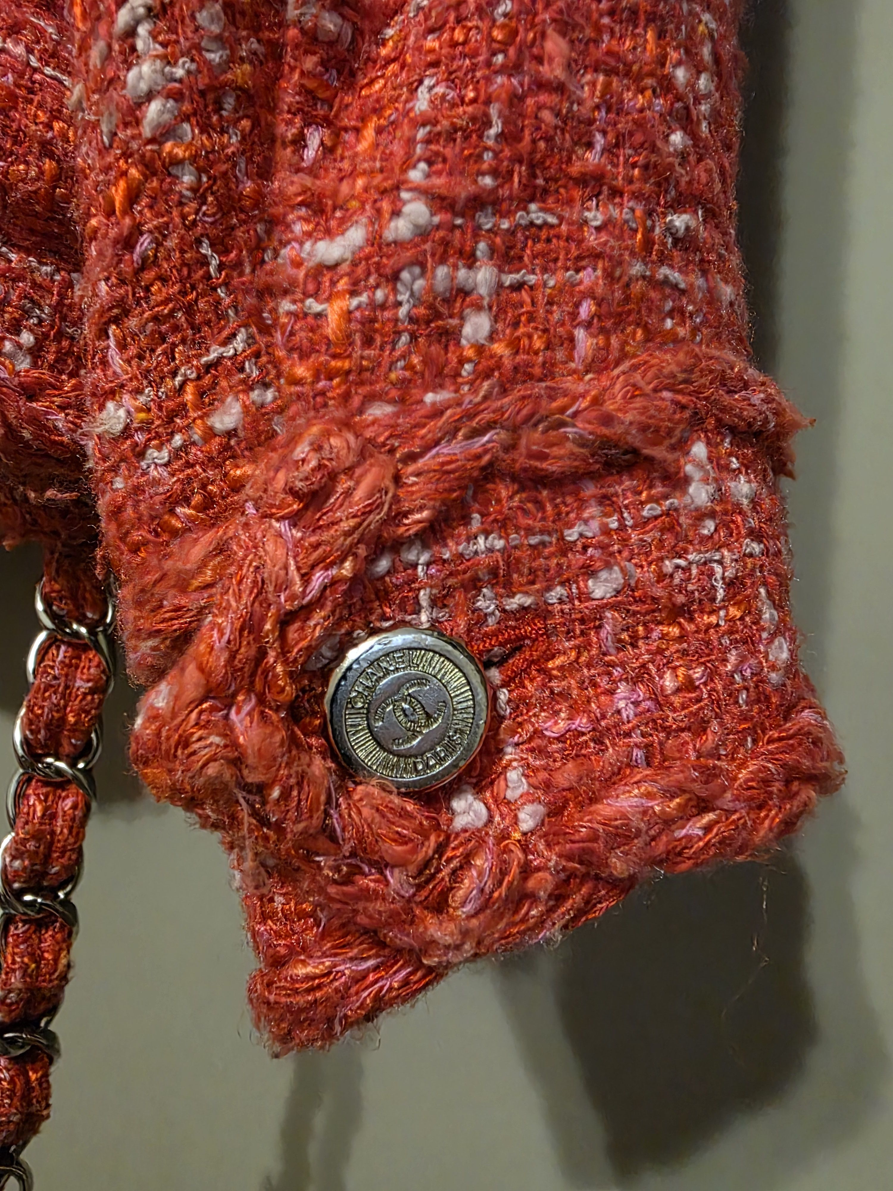 Chanel Chanel Tweed Biker Jacket Runway CHANEL 06P Red Pink Checker Size M / US 6-8 / IT 42-44 - 16 Thumbnail