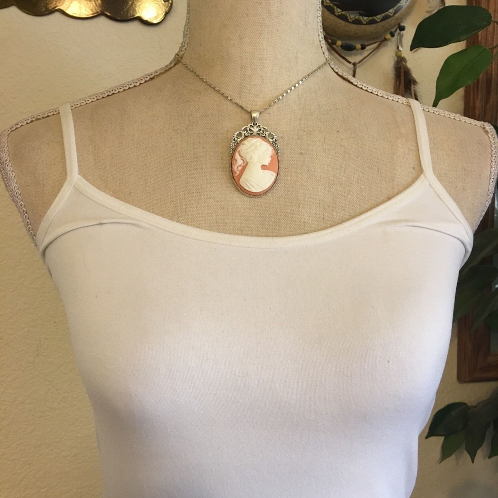 Jewelry Repurposed elegant lady cameo pendant on chain Size ONE SIZE - 4 Thumbnail