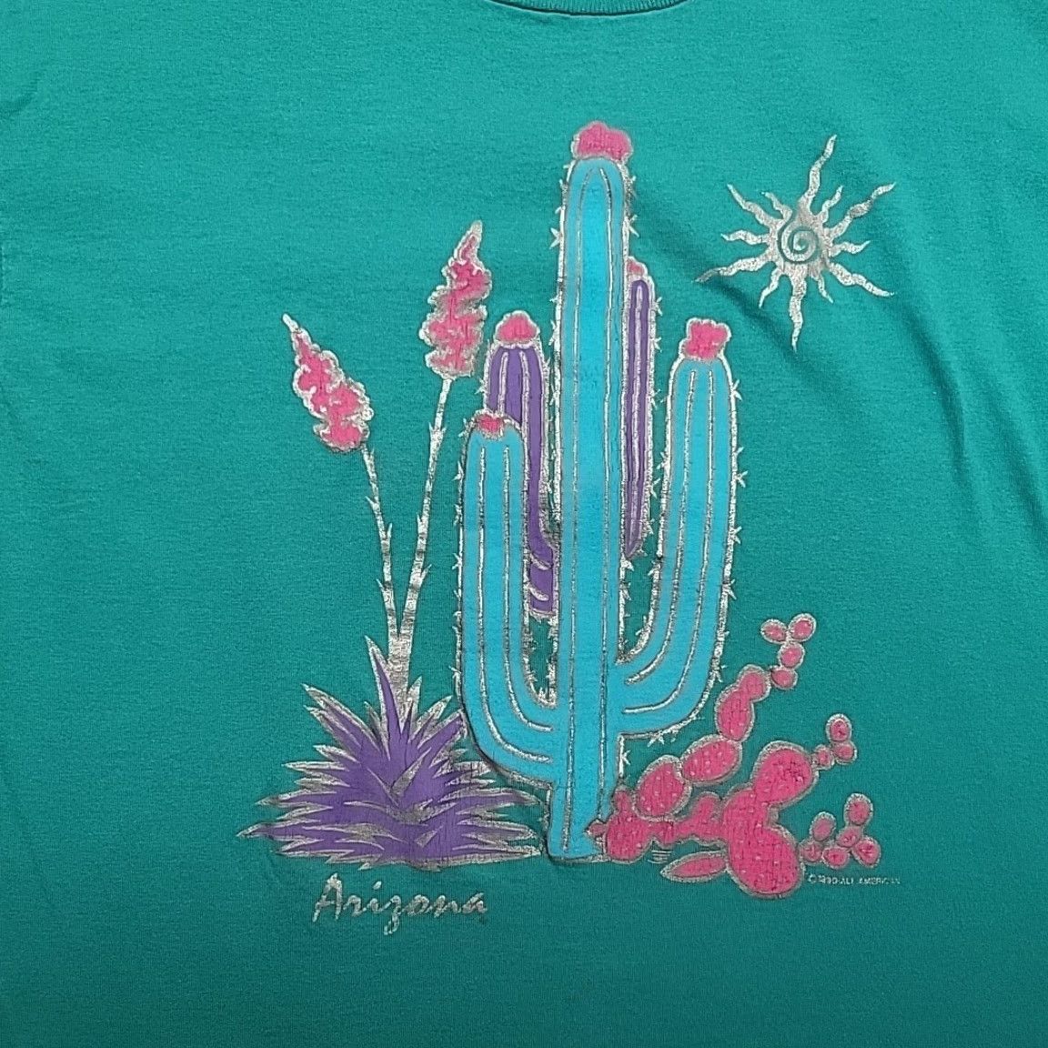 Vintage VINTAGE Arizona Shirt Mens XL Green Cactus Cowboy Aztec Tourist Made in USA TEE Shirt Size US XL / EU 56 / 4 - 2 Thumbnail