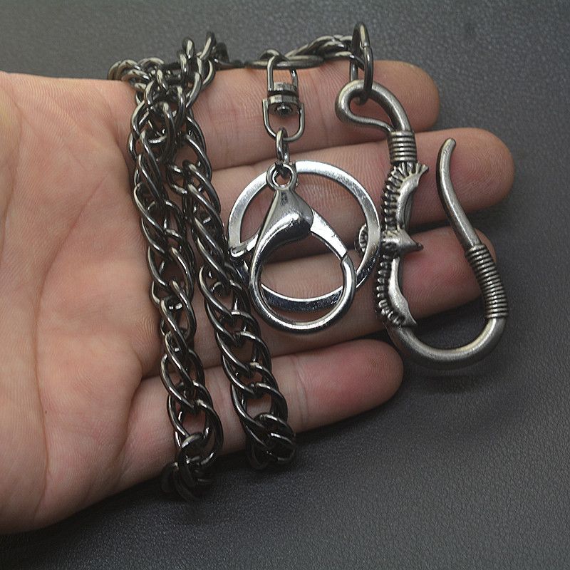 Japanese Brand Gunmetal Biker Pants Chain Double Wire Curl Size ONE SIZE - 3 Thumbnail
