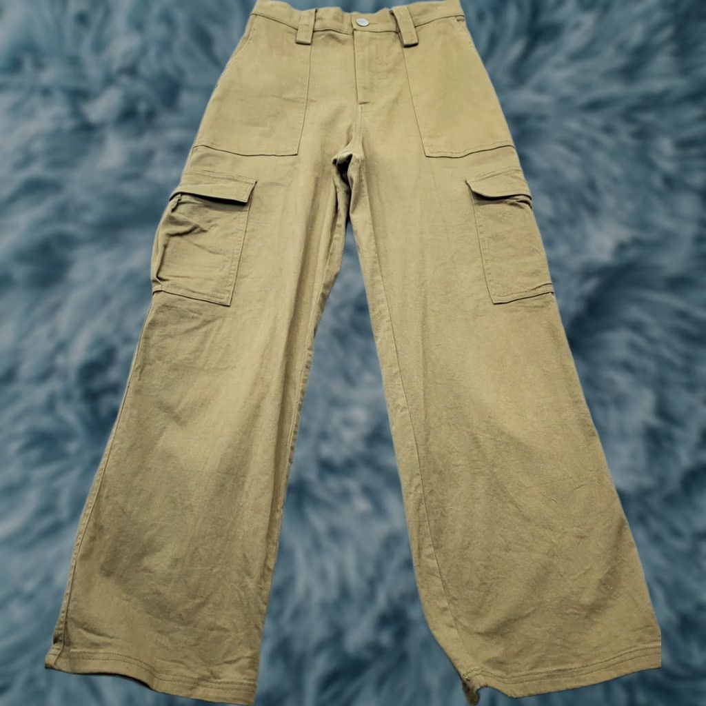 Vintage Cotton Candy Womens M Cargo Pants Green Flat Front Utility Pocket Wide Leg Outdoor Size 32" / US 10 / IT 46 - 1 Thumbnail