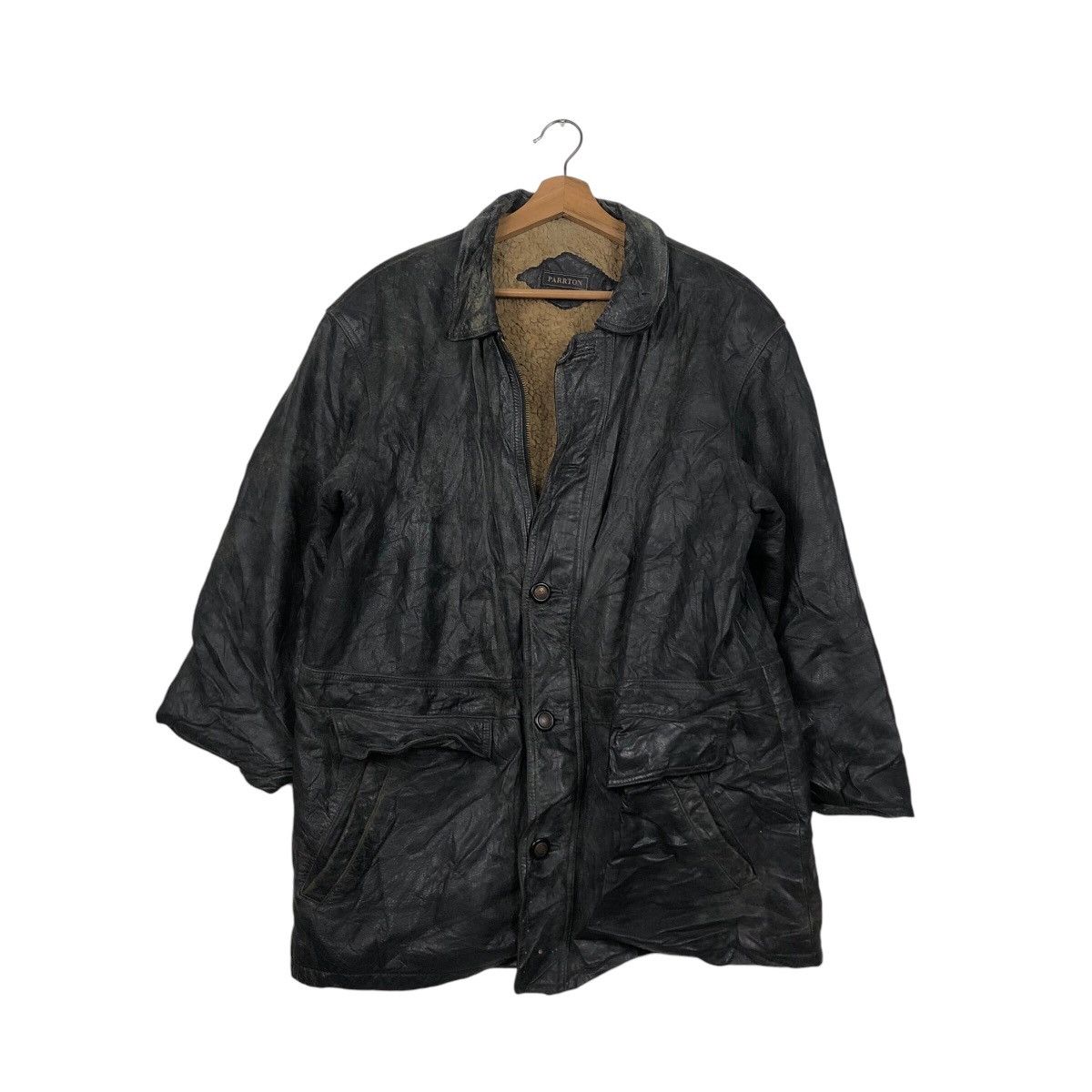 Vintage 📌Vintage 80's Biker Leather Jacket Parrton Blanket Military Size US M / EU 48-50 / 2 - 2 Thumbnail