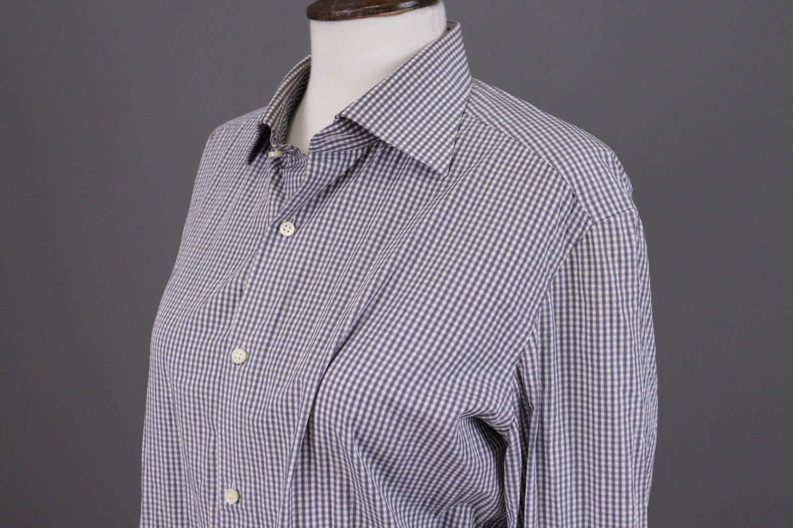 Luigi Borrelli Giampaolo Blue Check Button Down Shirt Size 40 / 15 3/4 Size US M / EU 48-50 / 2 - 8 Thumbnail