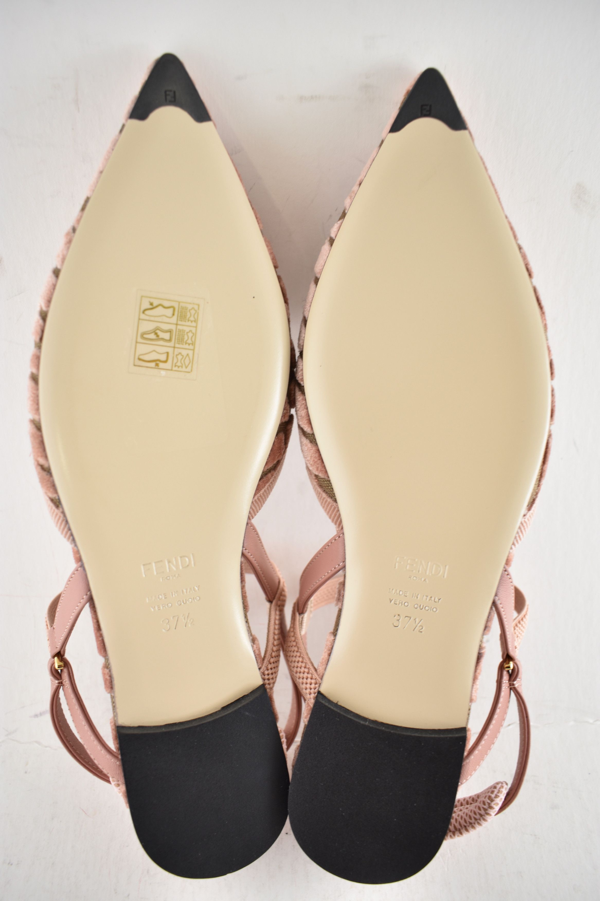 Fendi Fendi Colibri Lite Beige Velvet FF Logo Slingback Flat 37.5 Size US 7.5 / IT 37.5 - 17 Thumbnail