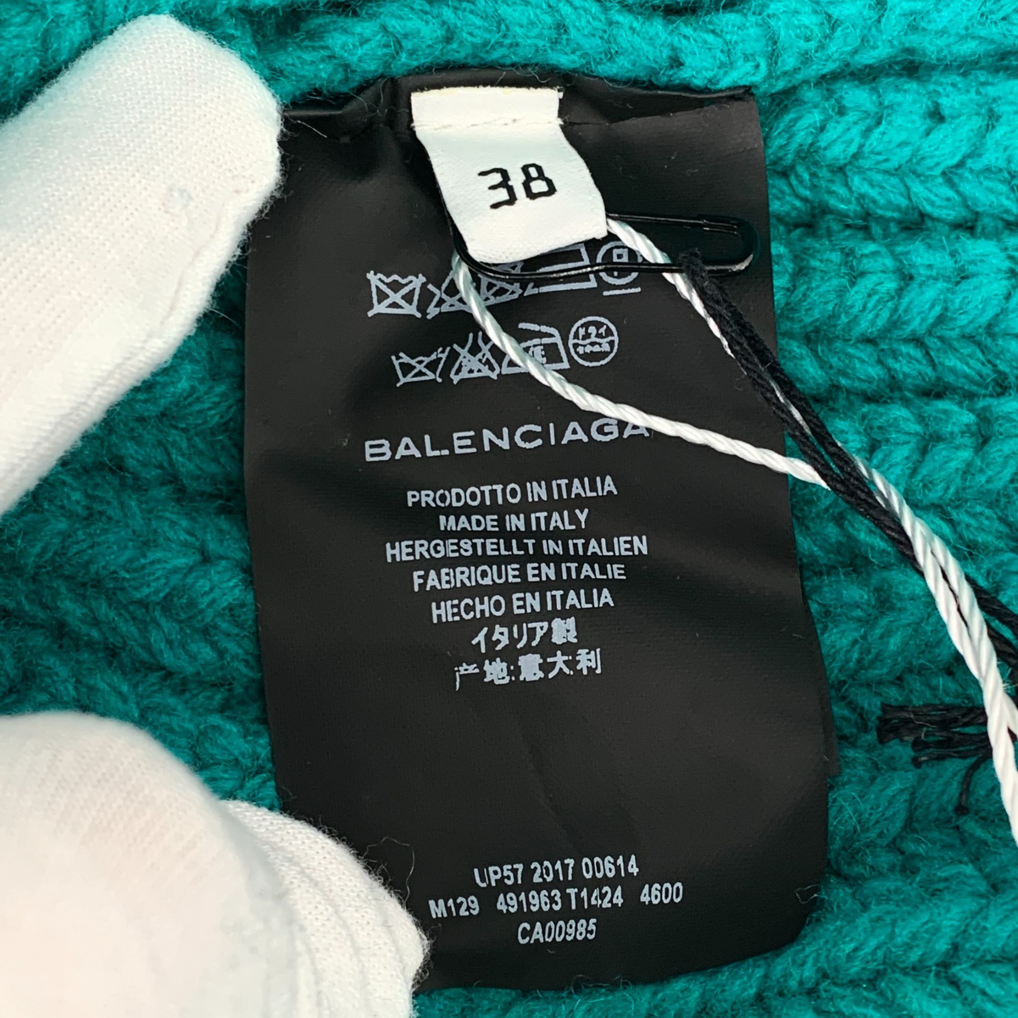 Balenciaga Balenciaga Womens Teal Virgin Wool Turtleneck Sweater Dress Size XS / US 0-2 / IT 36-38 - 7 Thumbnail