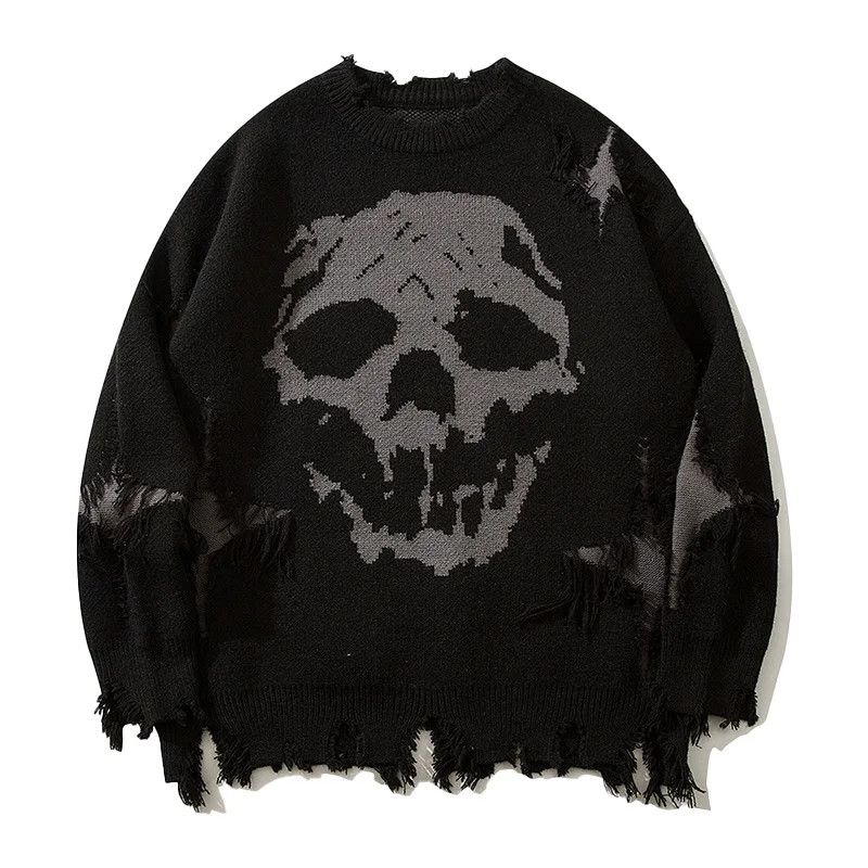 Skull Knitted Pullover Casual Breathable Long Sleeve