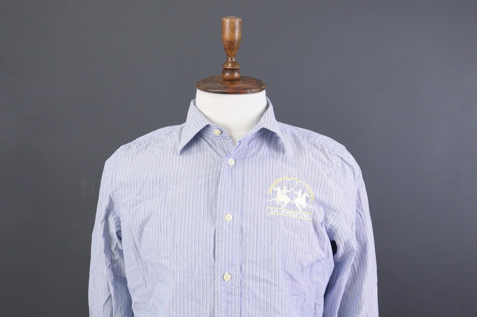 La Martina La Martina Argentina Blue Stripe Dress Shirt Size L Size US L / EU 52-54 / 3 - 2 Thumbnail