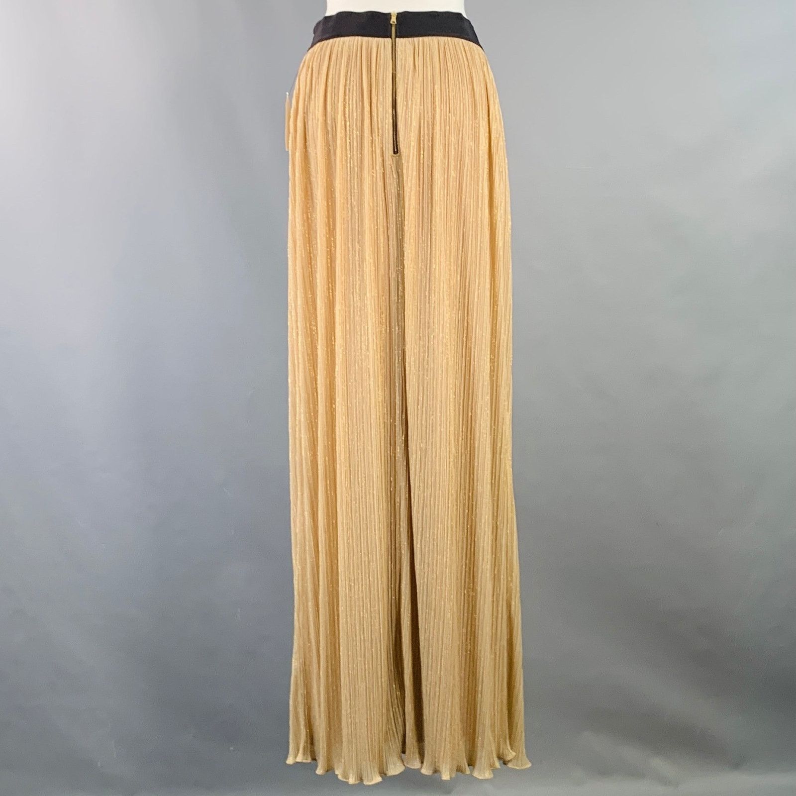 Other ABS Size M Cream Gold Polyester Metallic Pleated Maxi Skirt Size 28" / US 6 / IT 42 - 3 Thumbnail