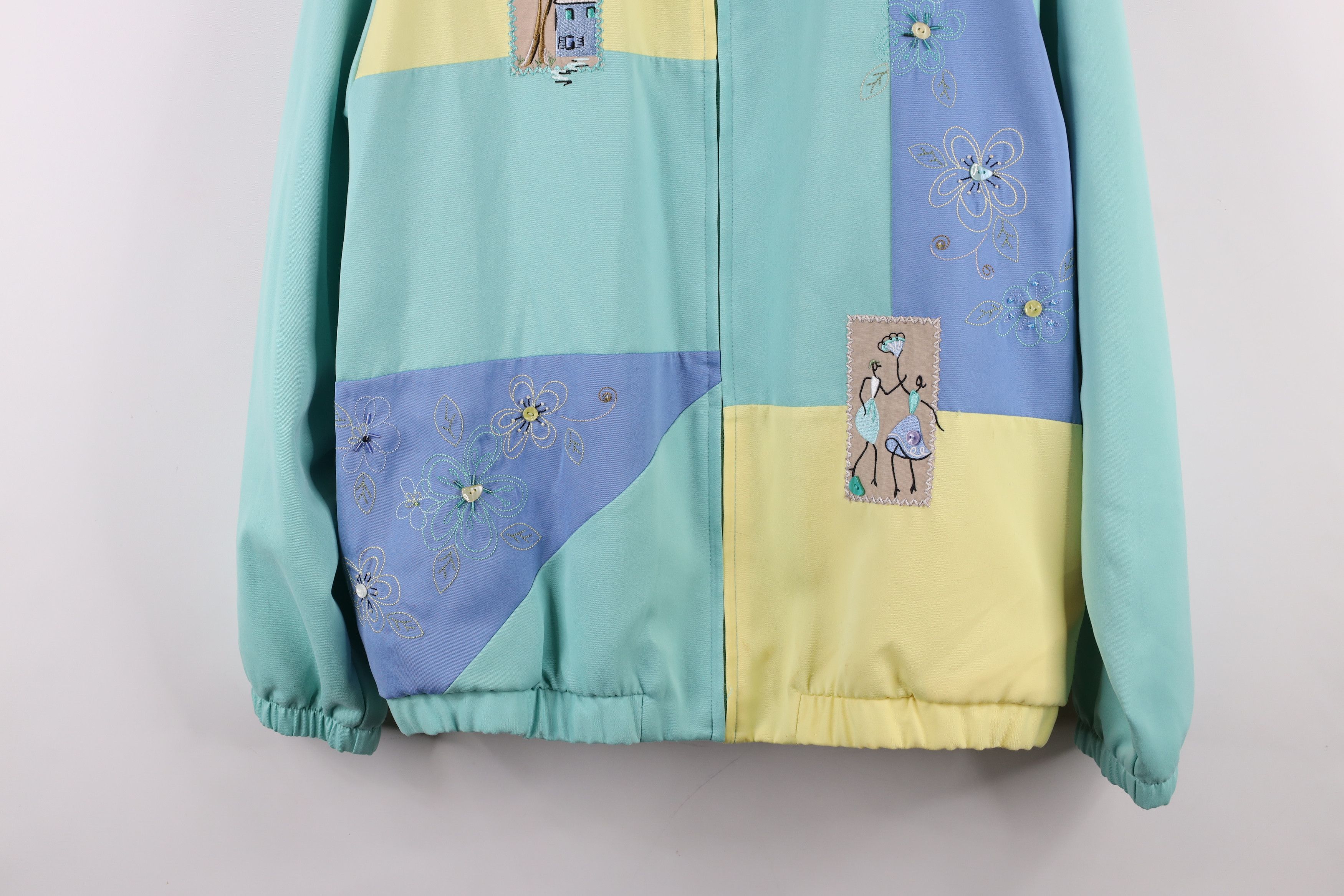 Vintage Vintage 90s Streetwear Block Flower Full Zip Bomber Jacket Size L / US 10 / IT 46 - 3 Thumbnail