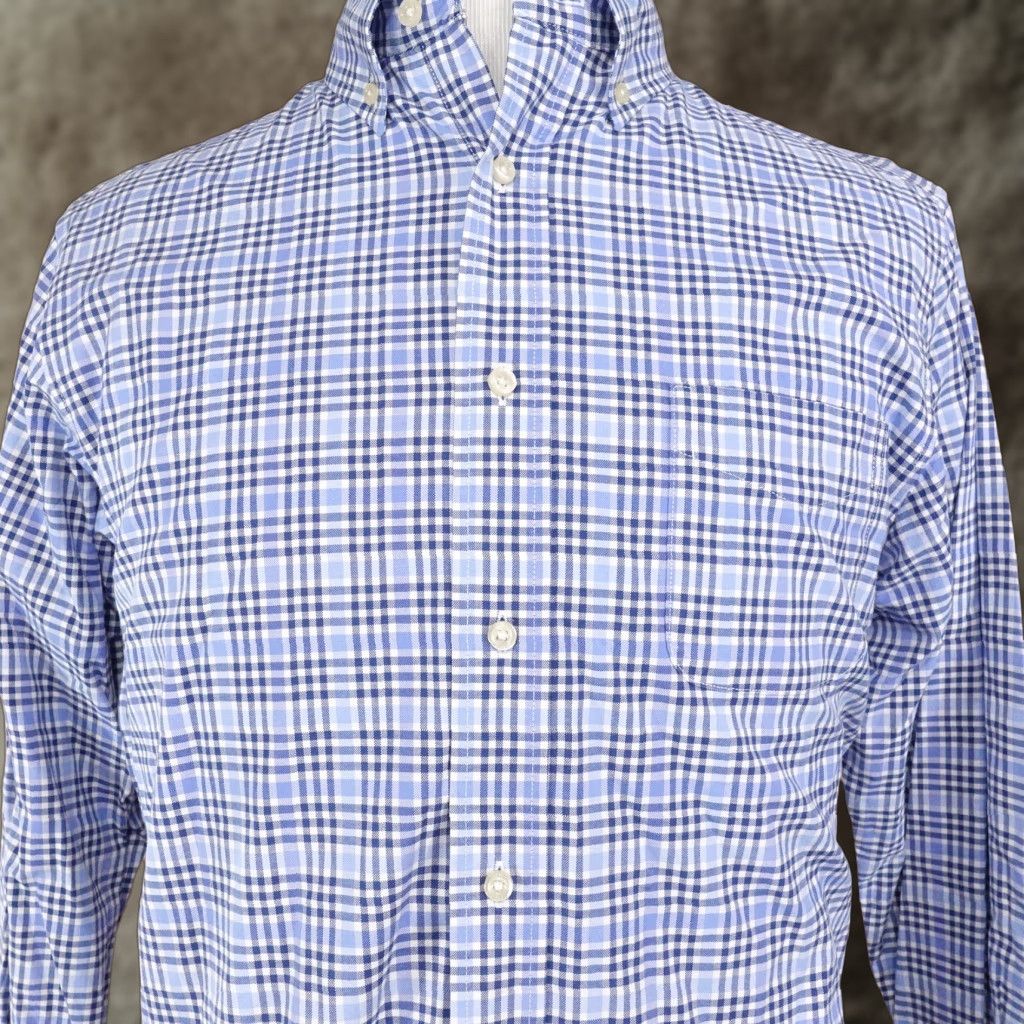 Cremieux Daniel Cremieux Slim Fit Button-Up Shirt Men Large Blue Gingham Check Casual Business Formal Seasonal Size US L / EU 52-54 / 3 - 1 Thumbnail