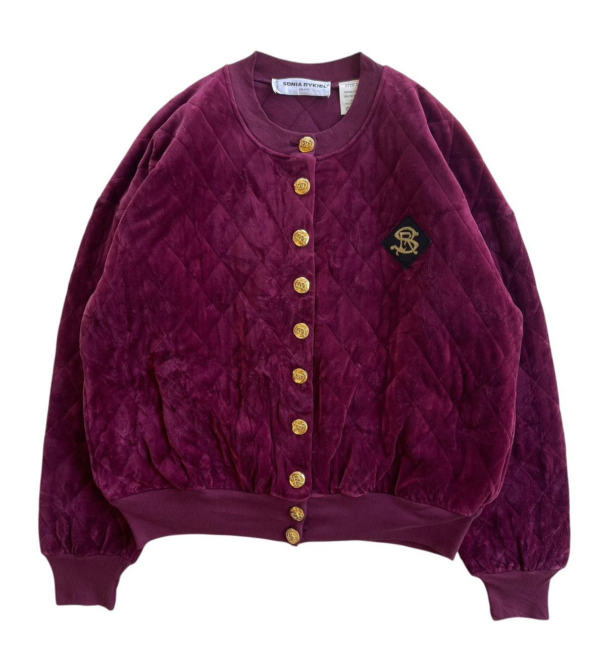 Sonia Rykiel Luxury Velvet Burgundy Bomber Jacket Size M / US 6-8 / IT 42-44 - 1 Thumbnail