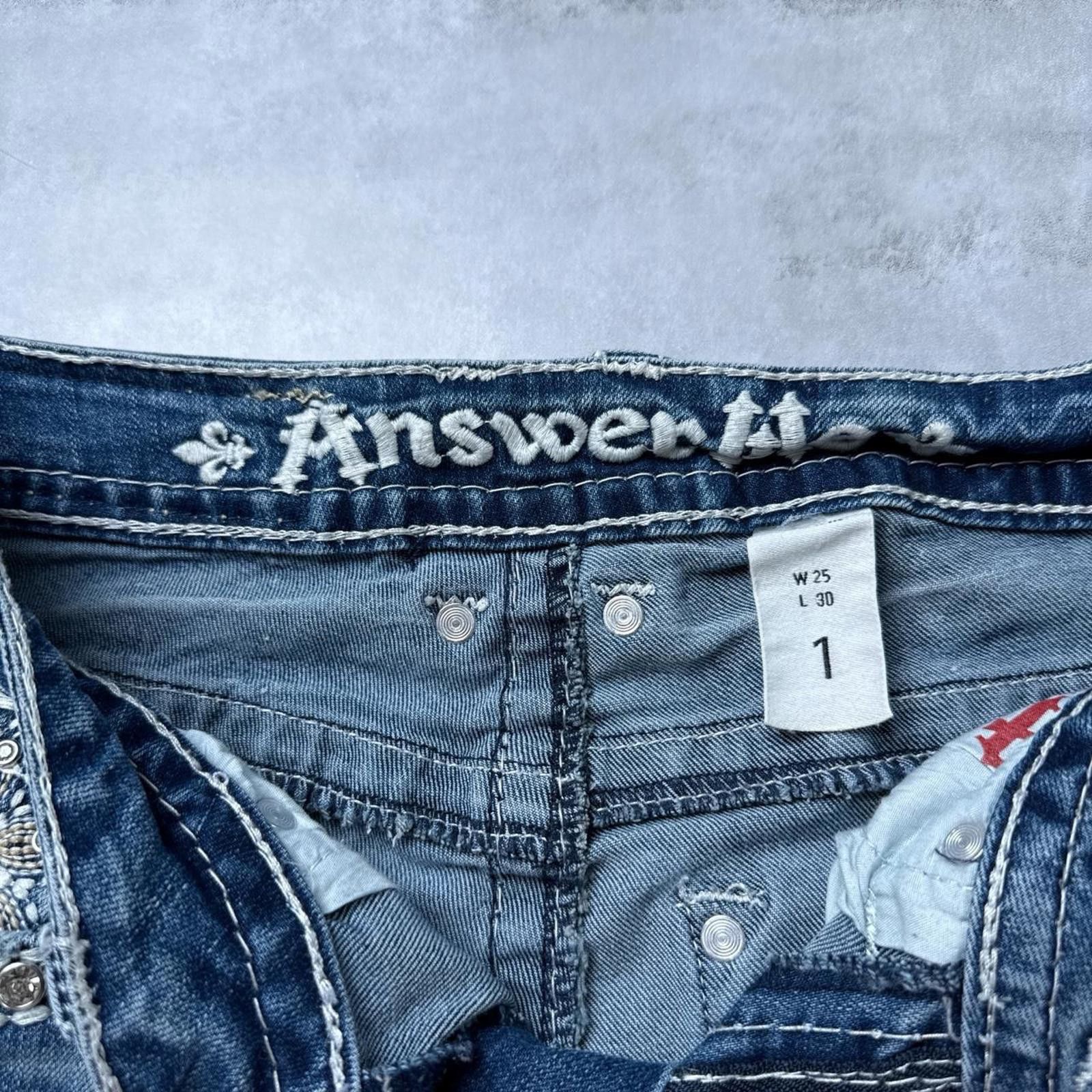 Other Y2K Answer Me Embroidered Low rise Flared Jeans denim Size 25" / US 0 / IT 36 - 8 Thumbnail