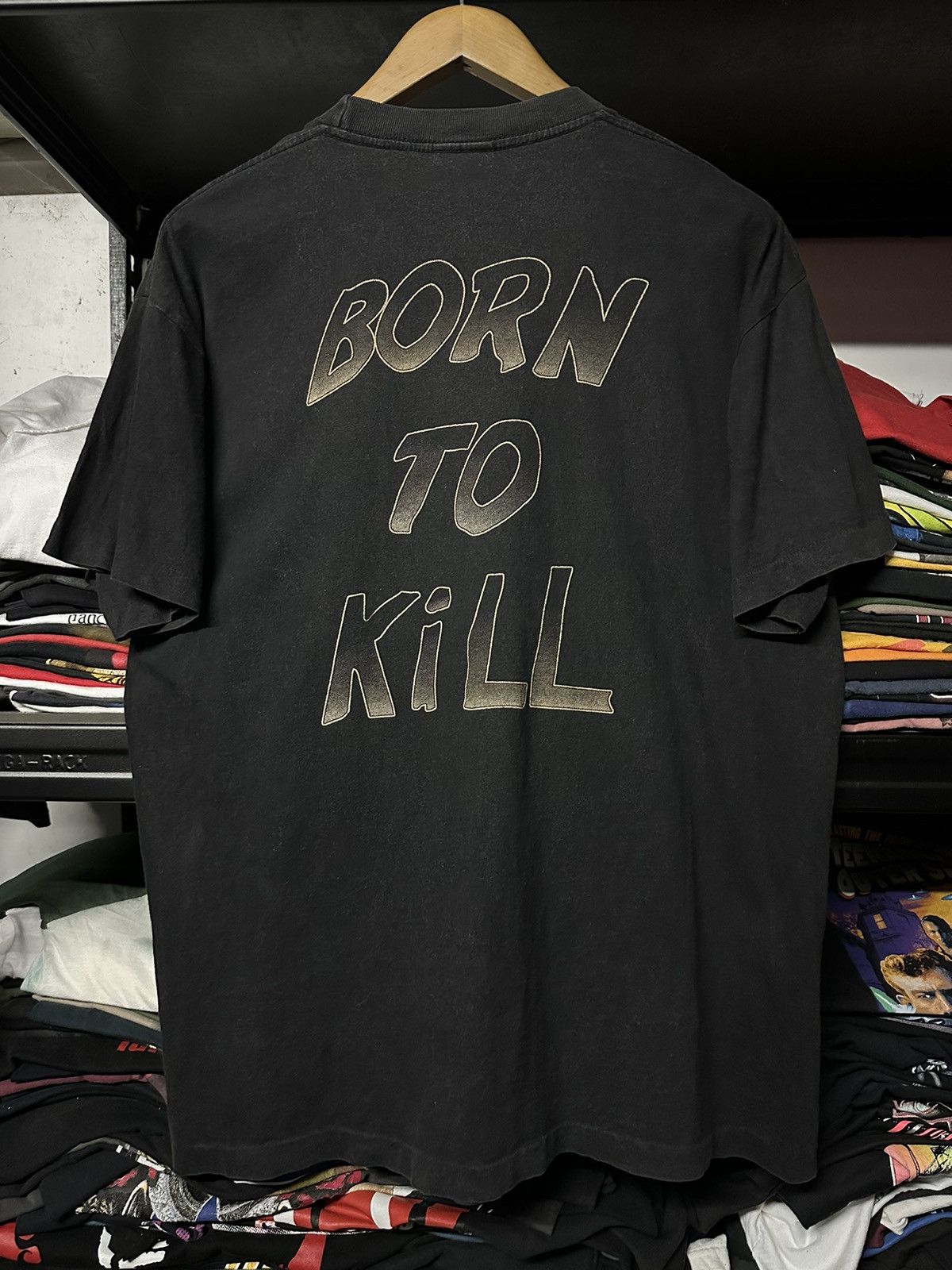 Vintage Vintage 90s Born To Kill Retreat Hee Horror Skull Faded Tee Size US XL / EU 56 / 4 - 2 Thumbnail