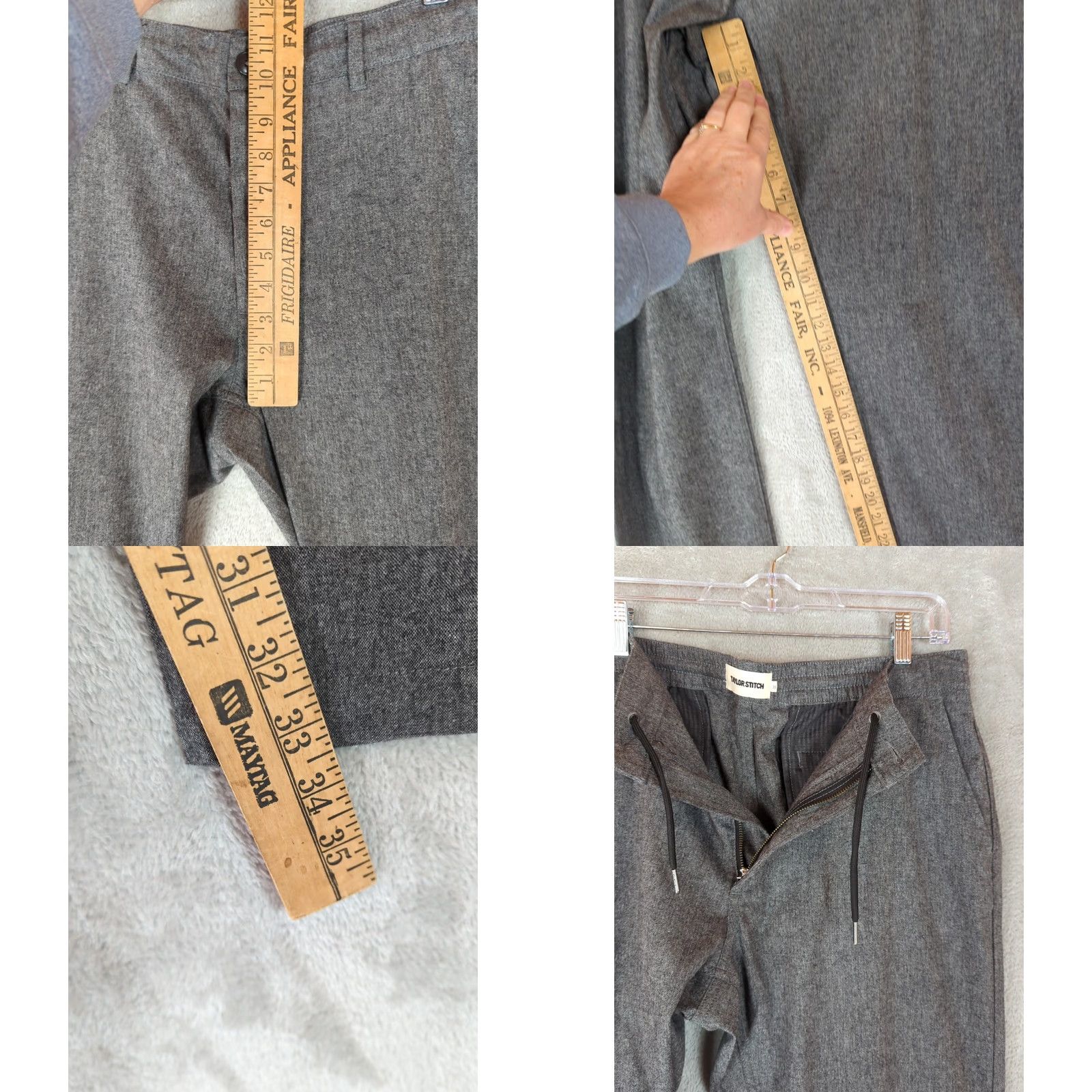 Taylor Stitch Taylor Stitch Mens Wool Pant 35 Gray Wool Blend Stretch Slim Drawstring Office Chino Slim Straight Size US 35 - 8 Thumbnail