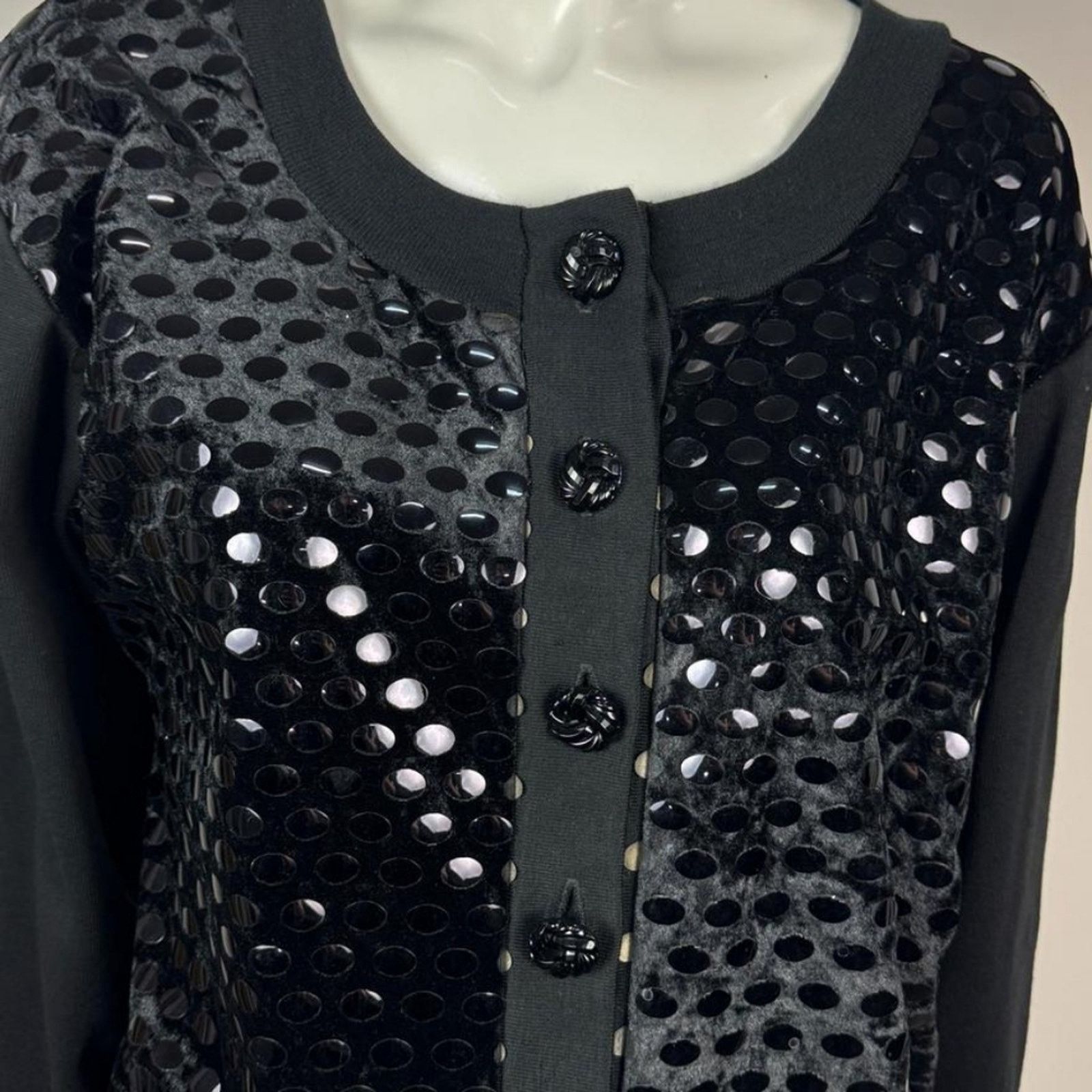 Other Rectangle Blanc Paris Perforated Velvet Sequin Cardigan M Size M / US 6-8 / IT 42-44 - 5 Thumbnail