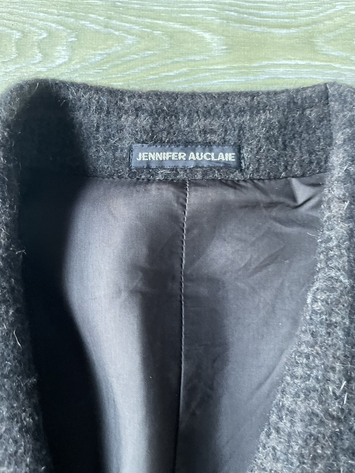 Japanese Brand Jennifer Auclaire Dark Grey Plaid Wool Coat Cropped Sleeves Size US M / EU 48-50 / 2 - 3 Thumbnail