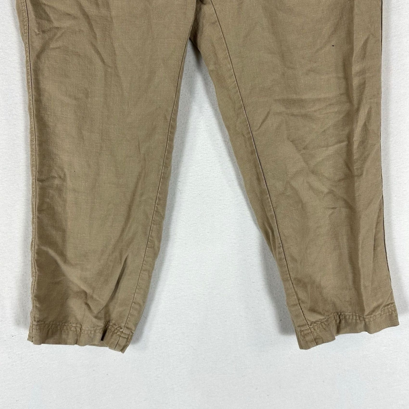 J.Crew J. Crew Linen Blend Casual Pants Womens Large Brown Tan Drawstring Yoga Gym Pants Size 36" / US 14 / IT 50 - 3 Thumbnail