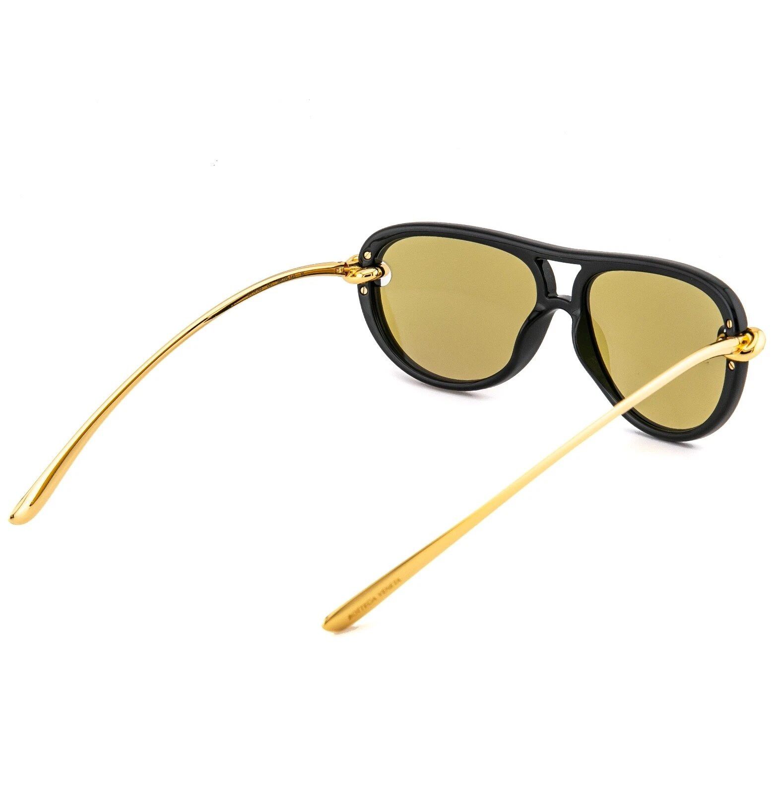 Bottega Veneta BOTTEGA VENETA 1418 KNOT Pilot BV1418S Gold Black Unisex 001 Size ONE SIZE - 2 Thumbnail
