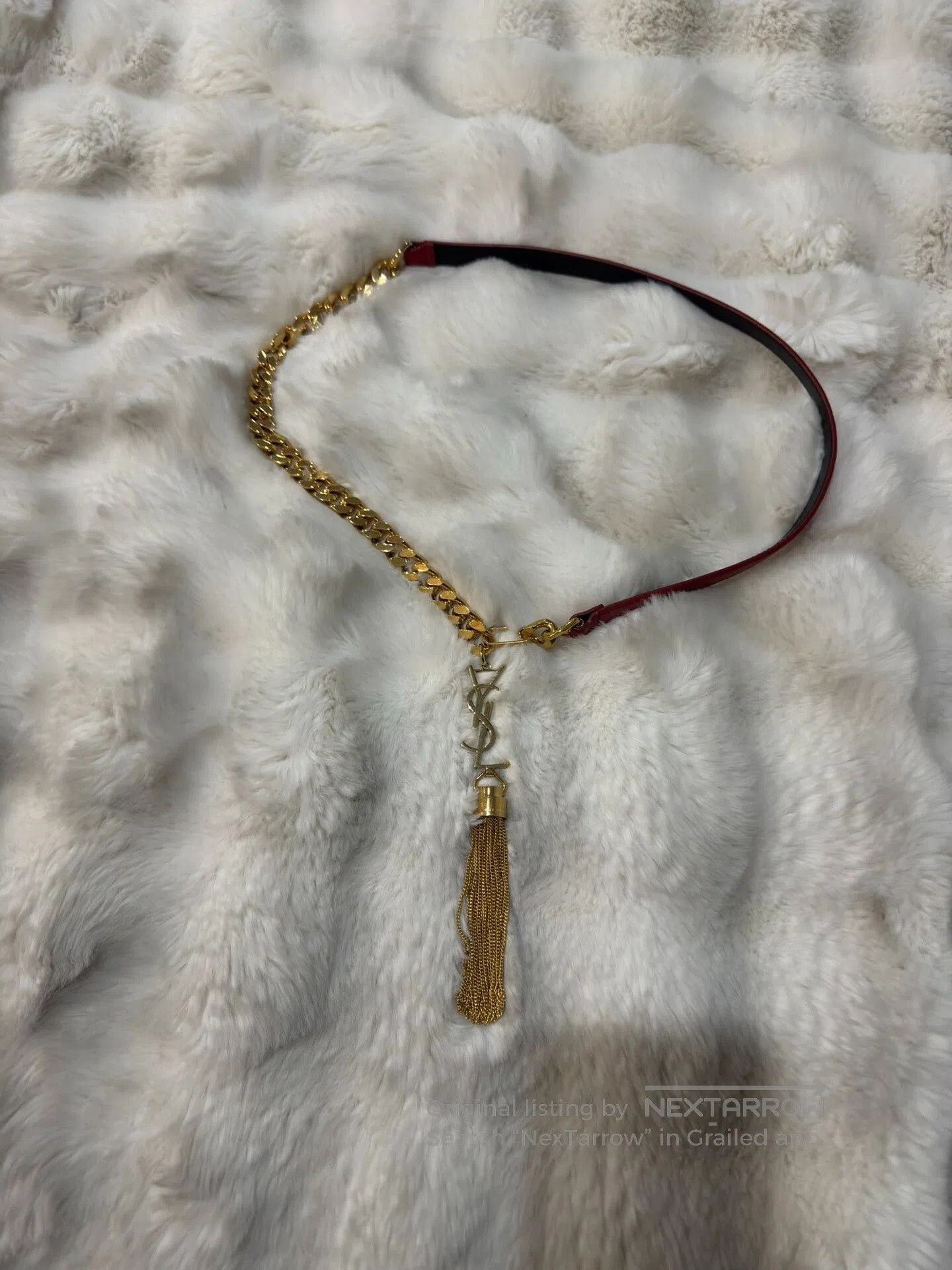 YSL Gold Logo Tassel Belt.