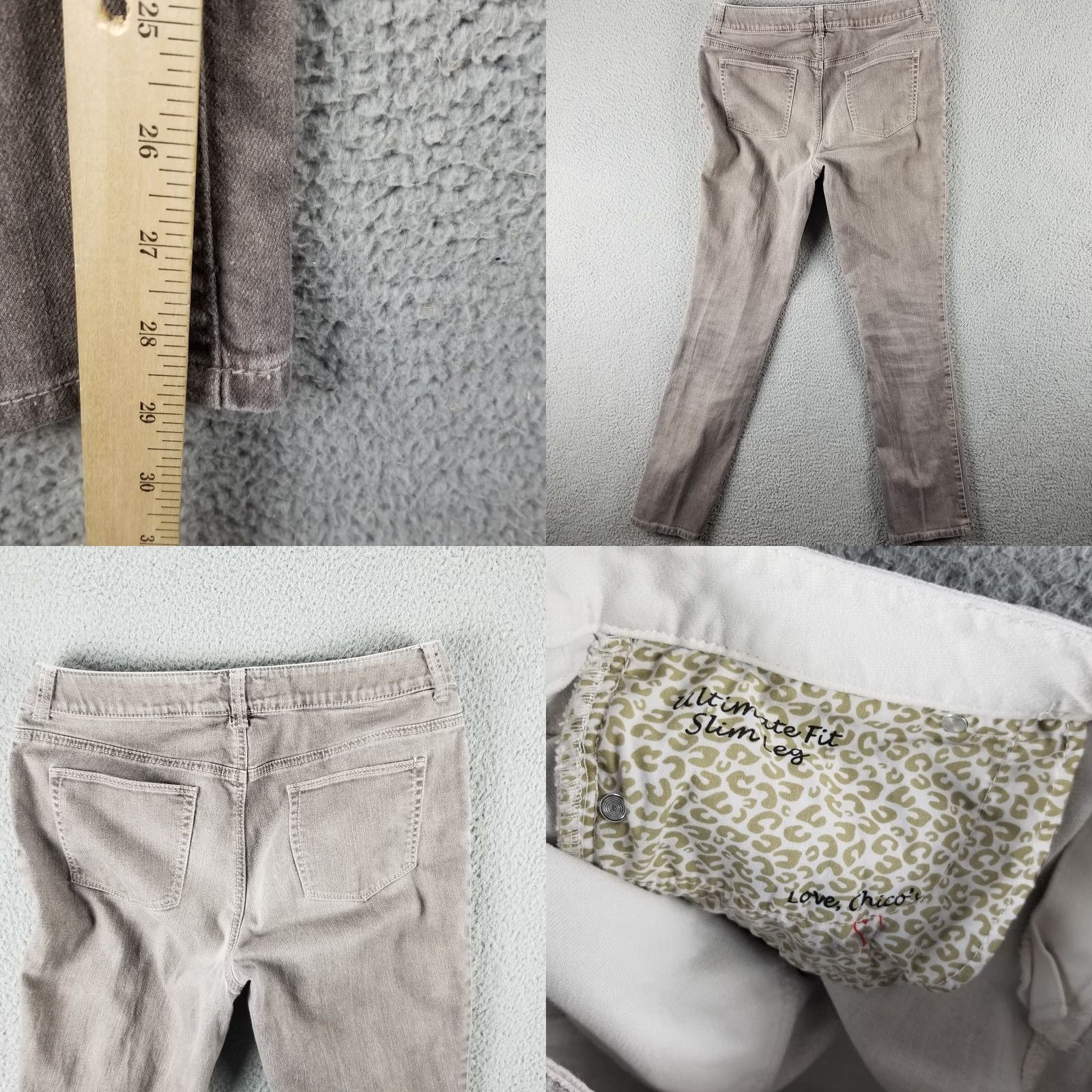 Vintage Chico's Platinum Denim Ultimate Fit Slim Leg Tan Jeans Womens Size 1 32x29 5-Pocket Embroidered Medium Wash Denim Casual Pants Size 25" / US 0 / IT 36 - 8 Thumbnail