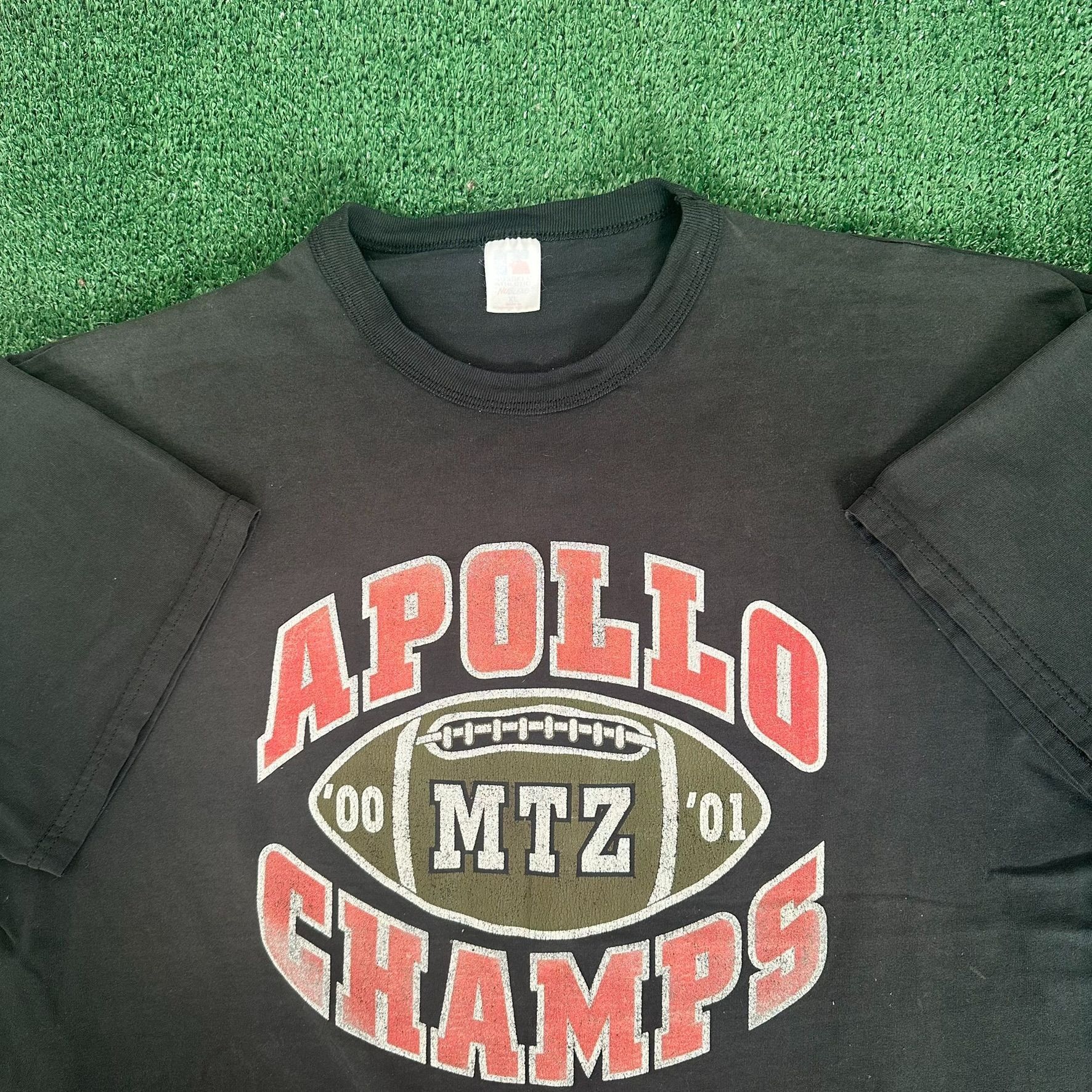 Russell Athletic Vintage Y2K Apollo Football T-Shirt Faded Black Grunge Distr Size US XL / EU 56 / 4 - 2 Thumbnail