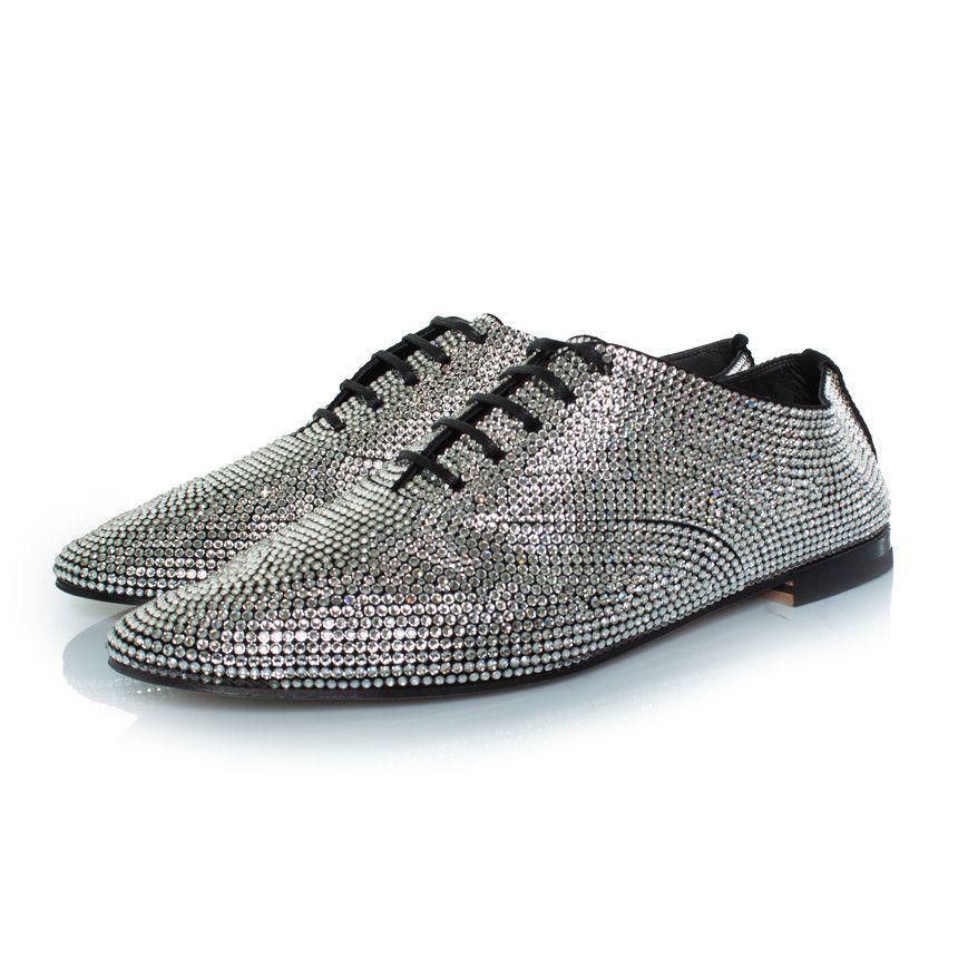 Saint Laurent Paris Saint Laurent, Lace up rhinestone derby Size US 11 / EU 44 - 1 Thumbnail