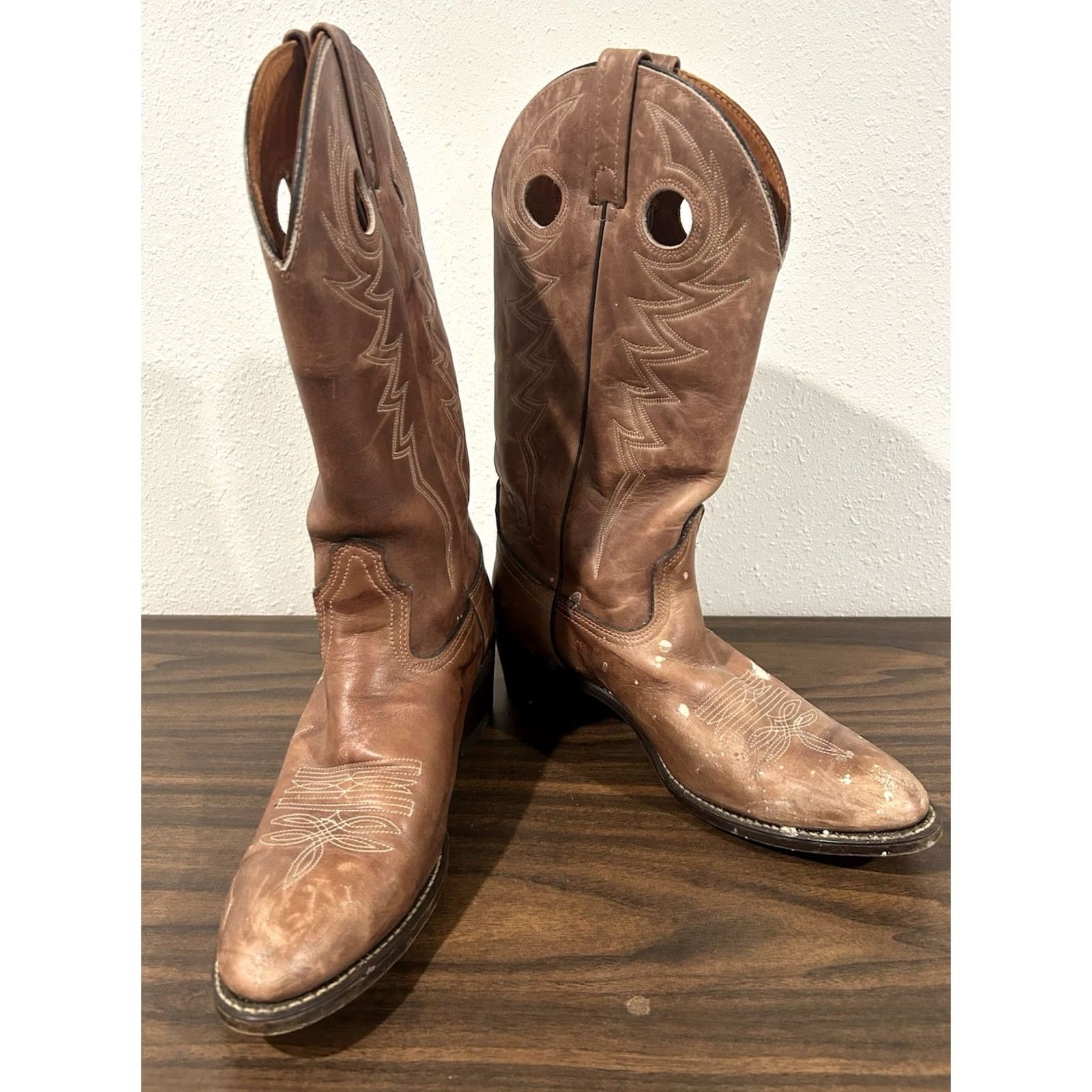 Vintage VINTAGE Acme Boots Western Boots Mens 9.5 Brown Leather Pointed Toe Pull On Cowboy USA 1983 Size US 10 / EU 43 - 2 Thumbnail