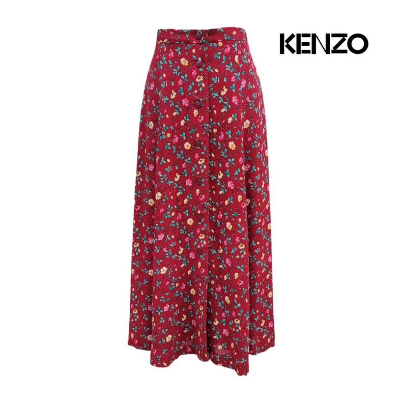 Kenzo Kenzo Takada1980s red flower long dress skirt Size 25" / US 0 / IT 36 - 6 Thumbnail