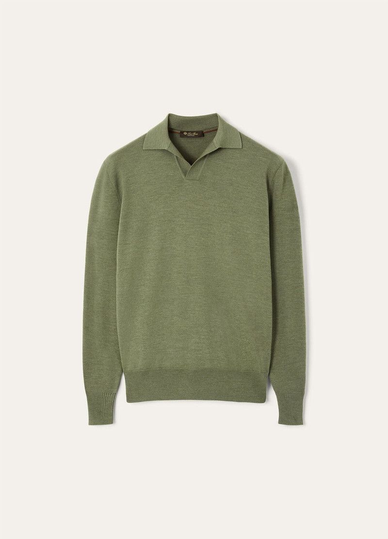 Loro Piana o1w1db10126 FAL5279 Buttonless Polo Shirt in Green Size US S / EU 44-46 / 1 - 1 Thumbnail
