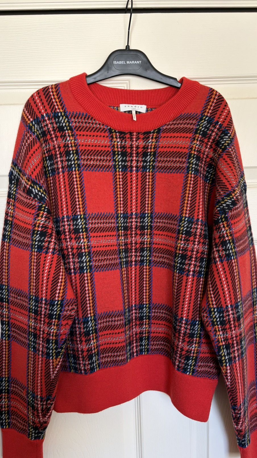 Sandro Sandro Paris Red Tartan Knit Sweater – Size S Size US S / EU 44-46 / 1 - 6 Thumbnail
