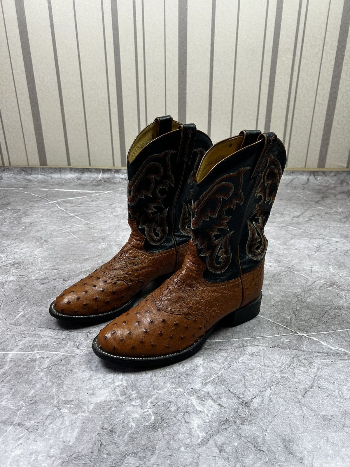 Tony Lama Tony Lama Black brown Ostrich Western Cowboy Boots Size US 9 / EU 42 - 8 Thumbnail